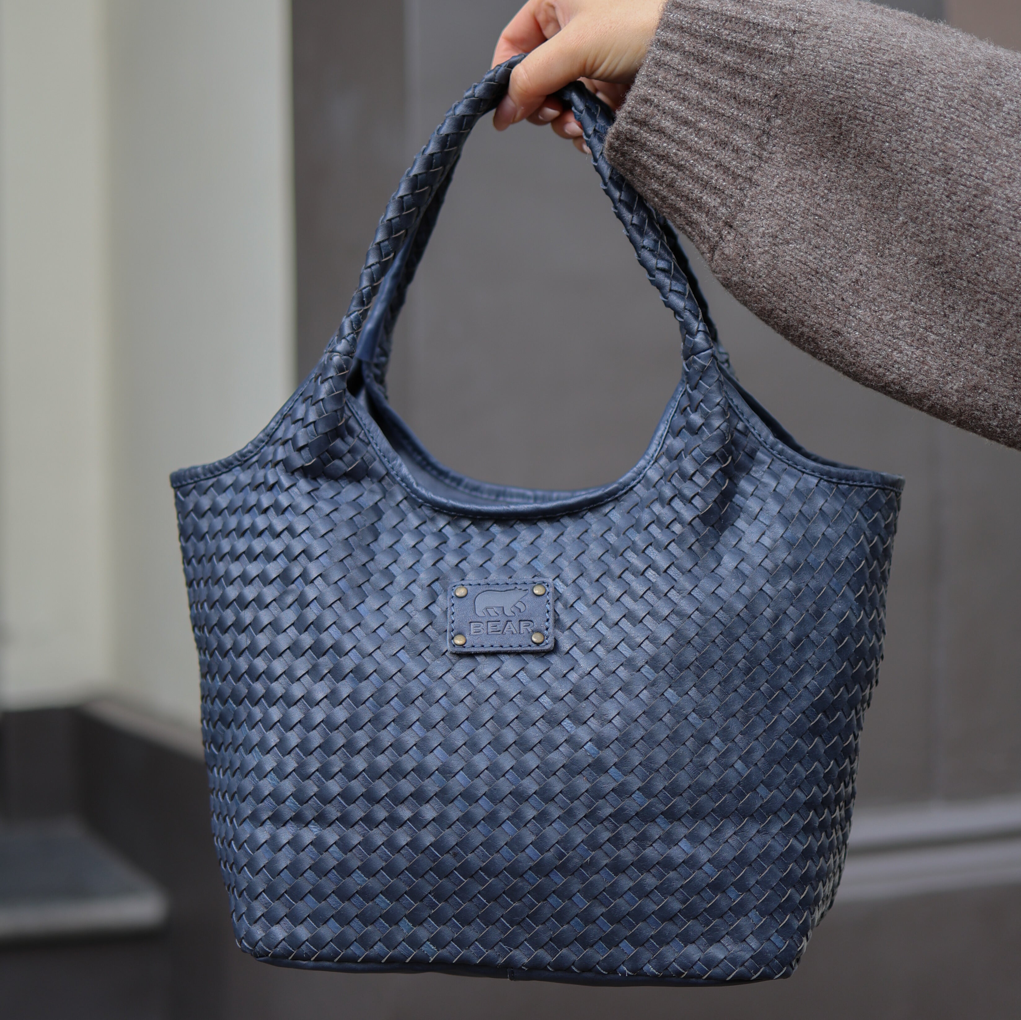 Braided hand/shoulder bag 'Juliëtte' navy