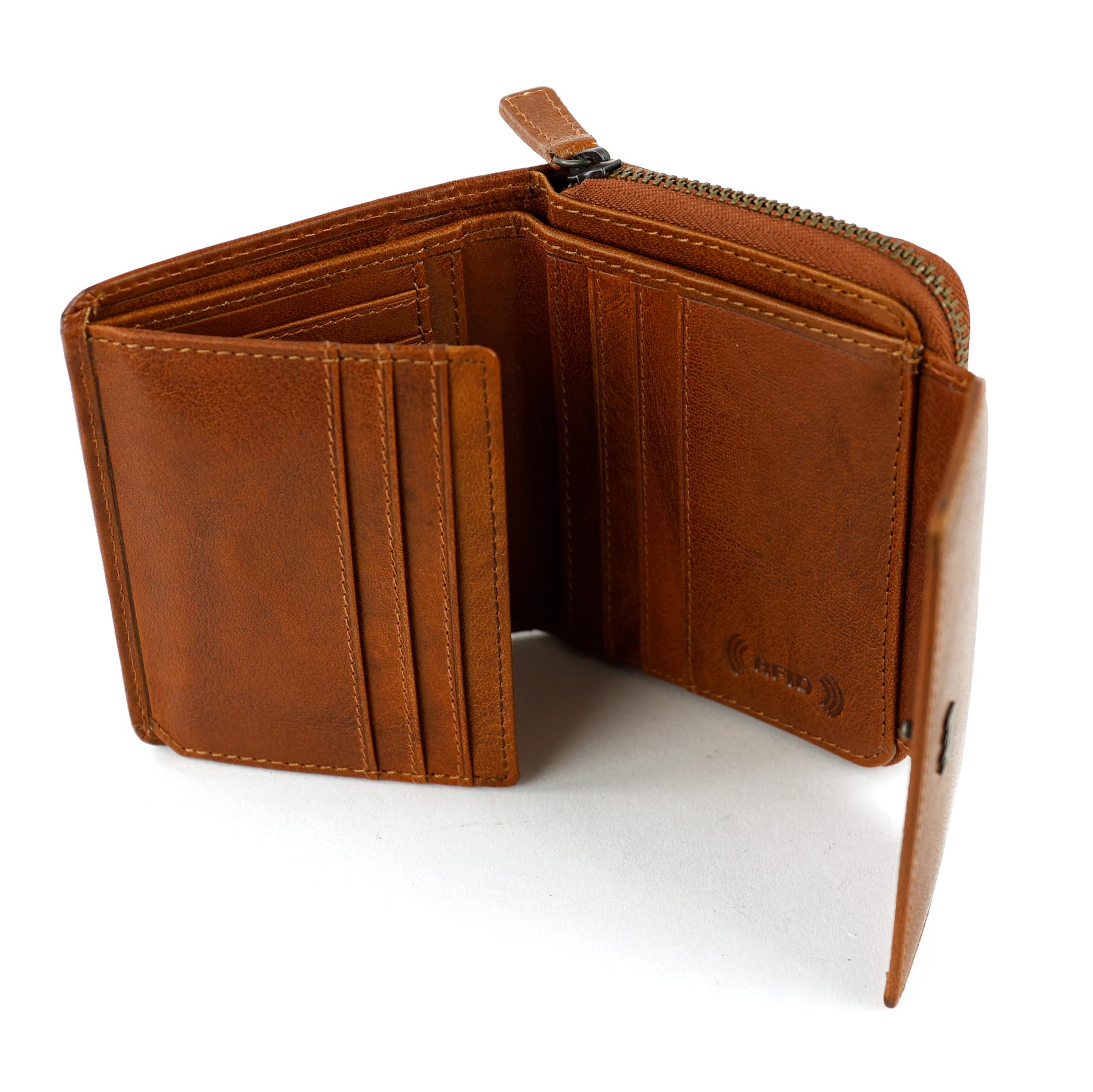 Ritsportemonnee 'Britt' Andorra cognac