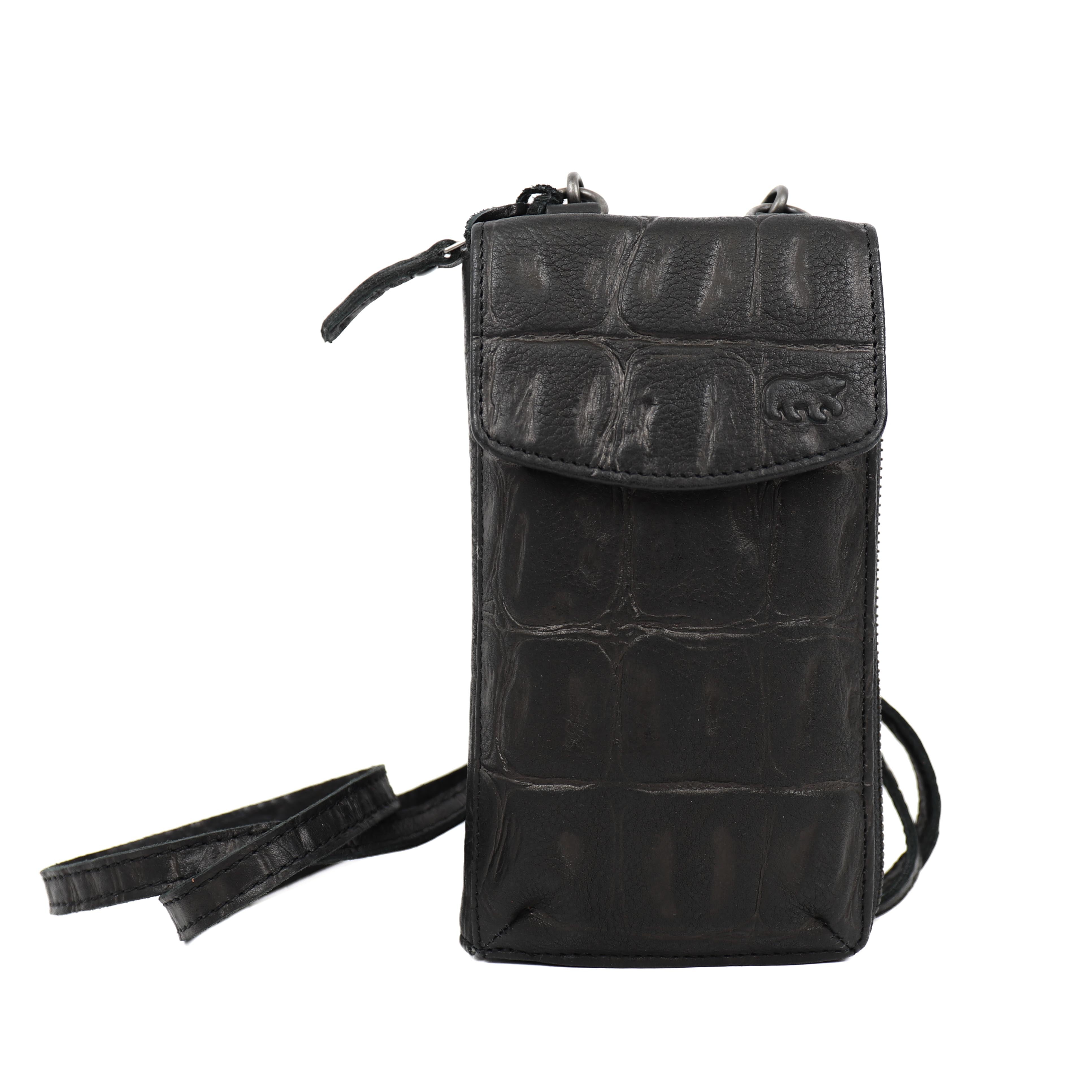 Phone bag 'Zoey' black/croco