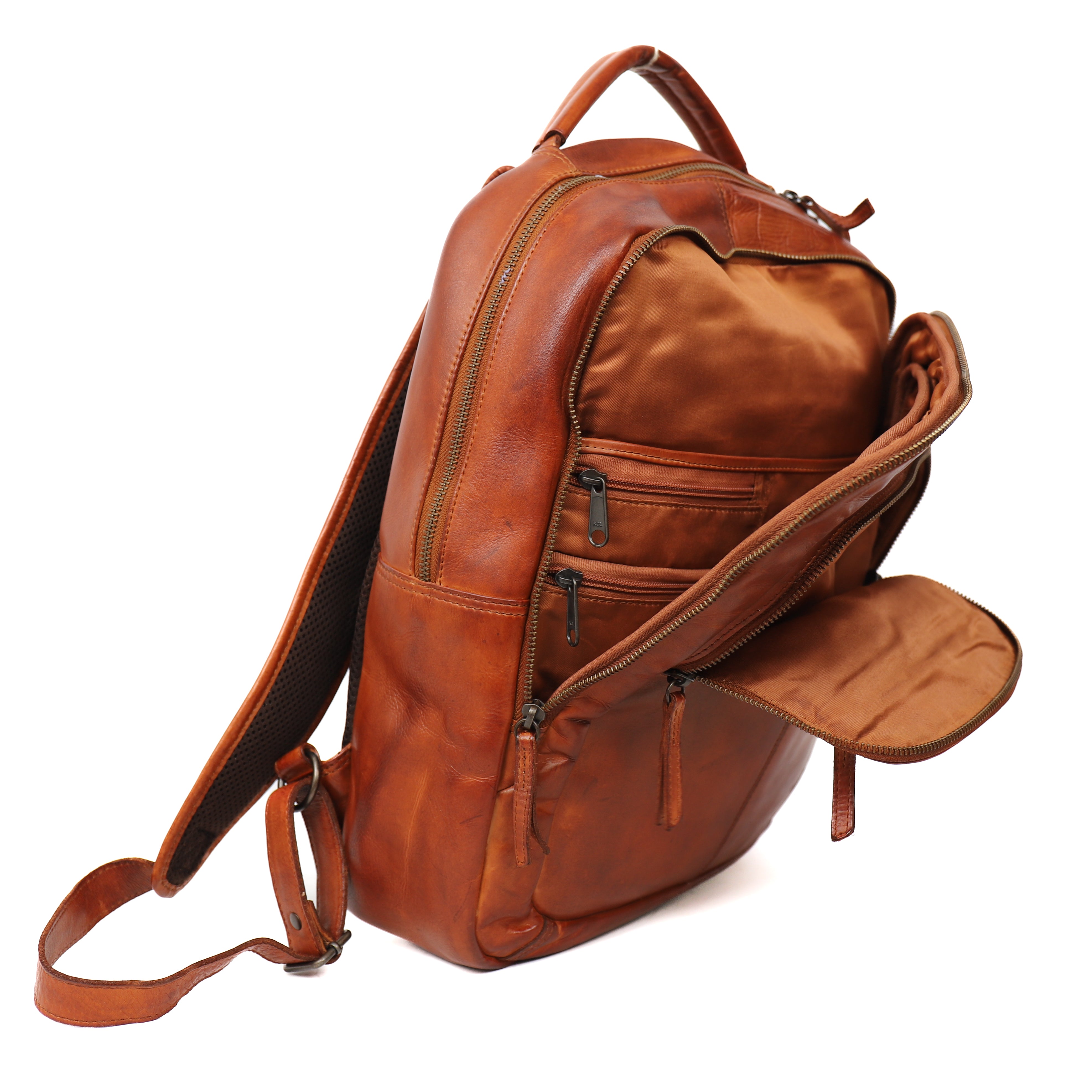 Laptop backpack 'Mace' cognac
