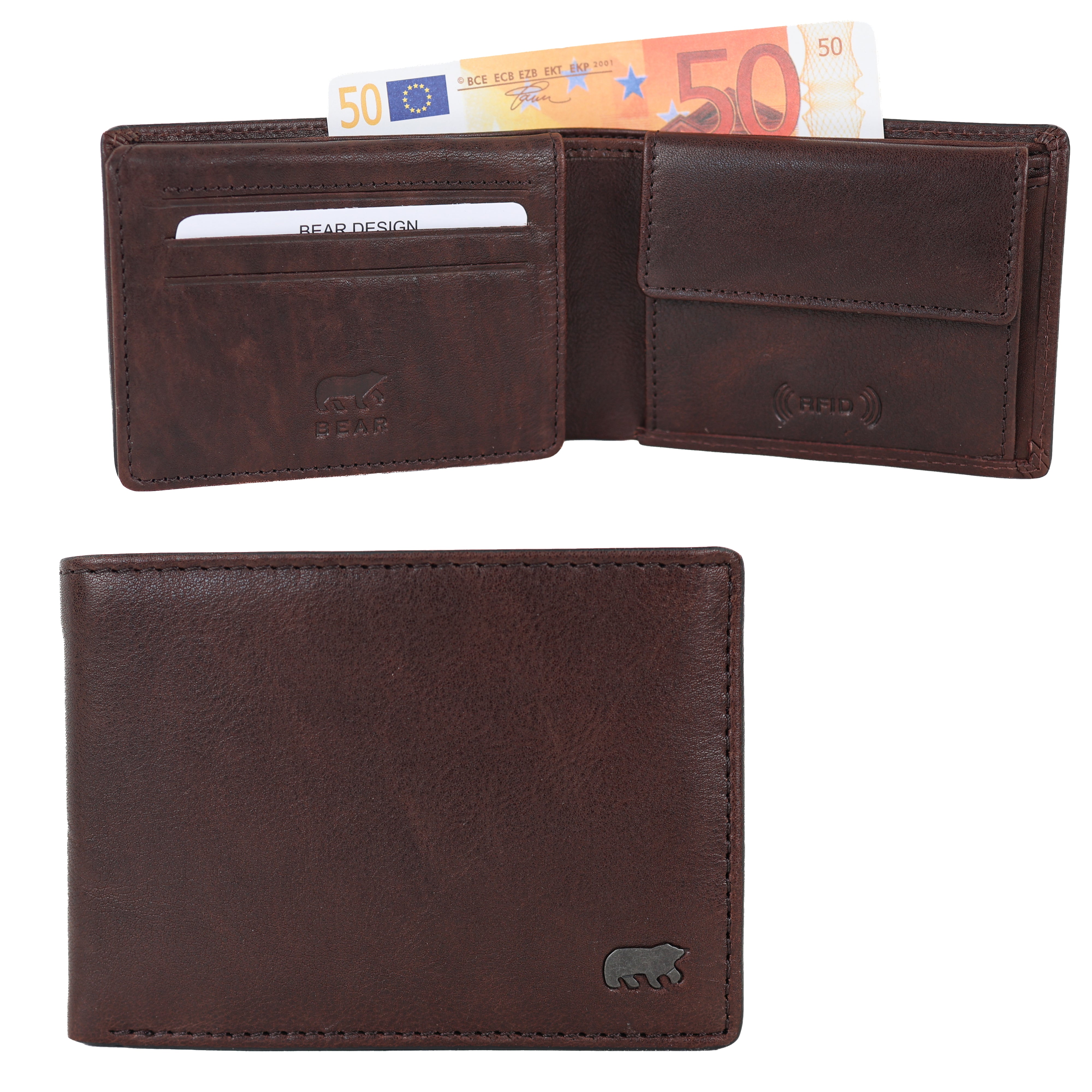 Luxe ruime herenportemonnee/billfold 'Alfredo' bruin
