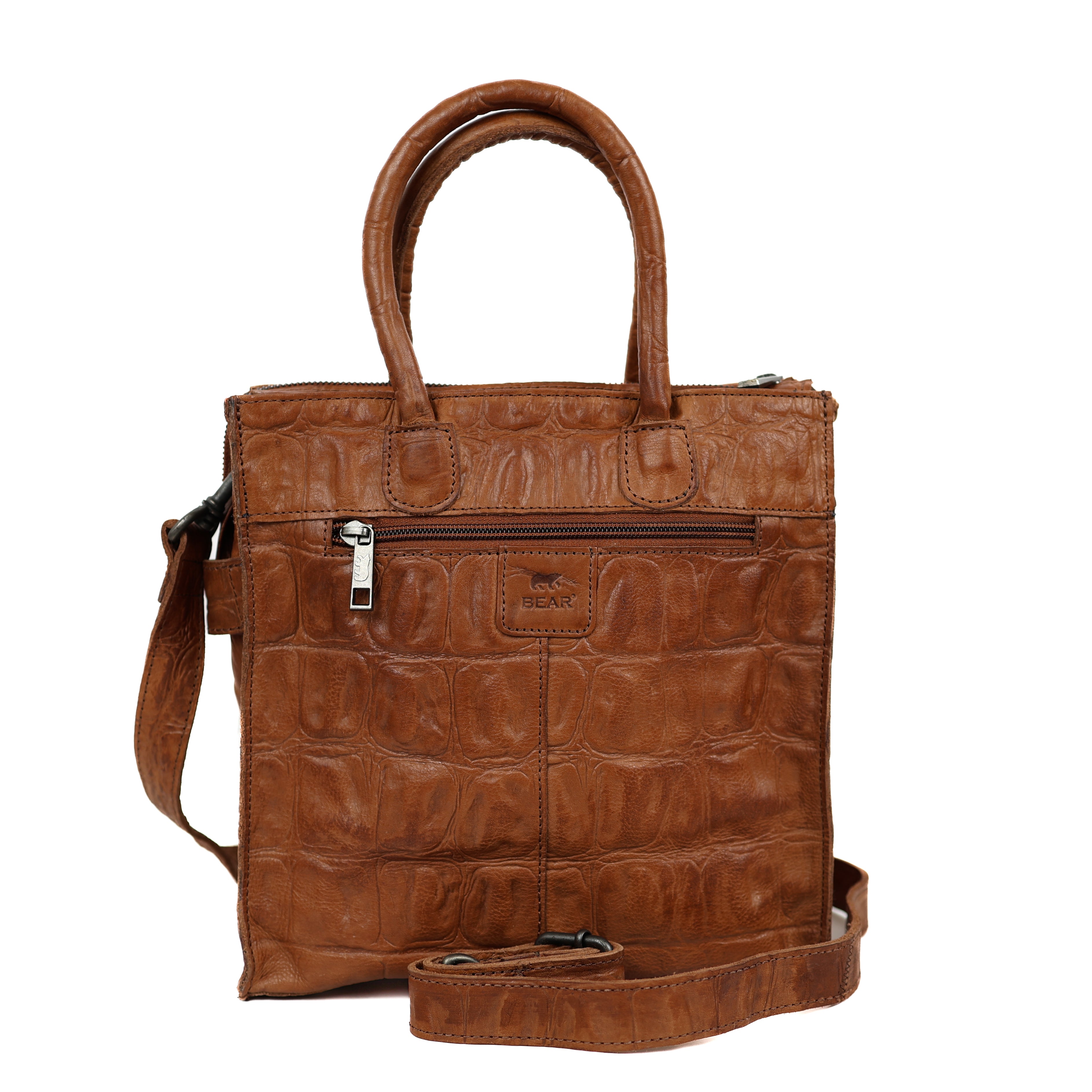 Hand-/schoudertas 'Bonnie' croco cognac