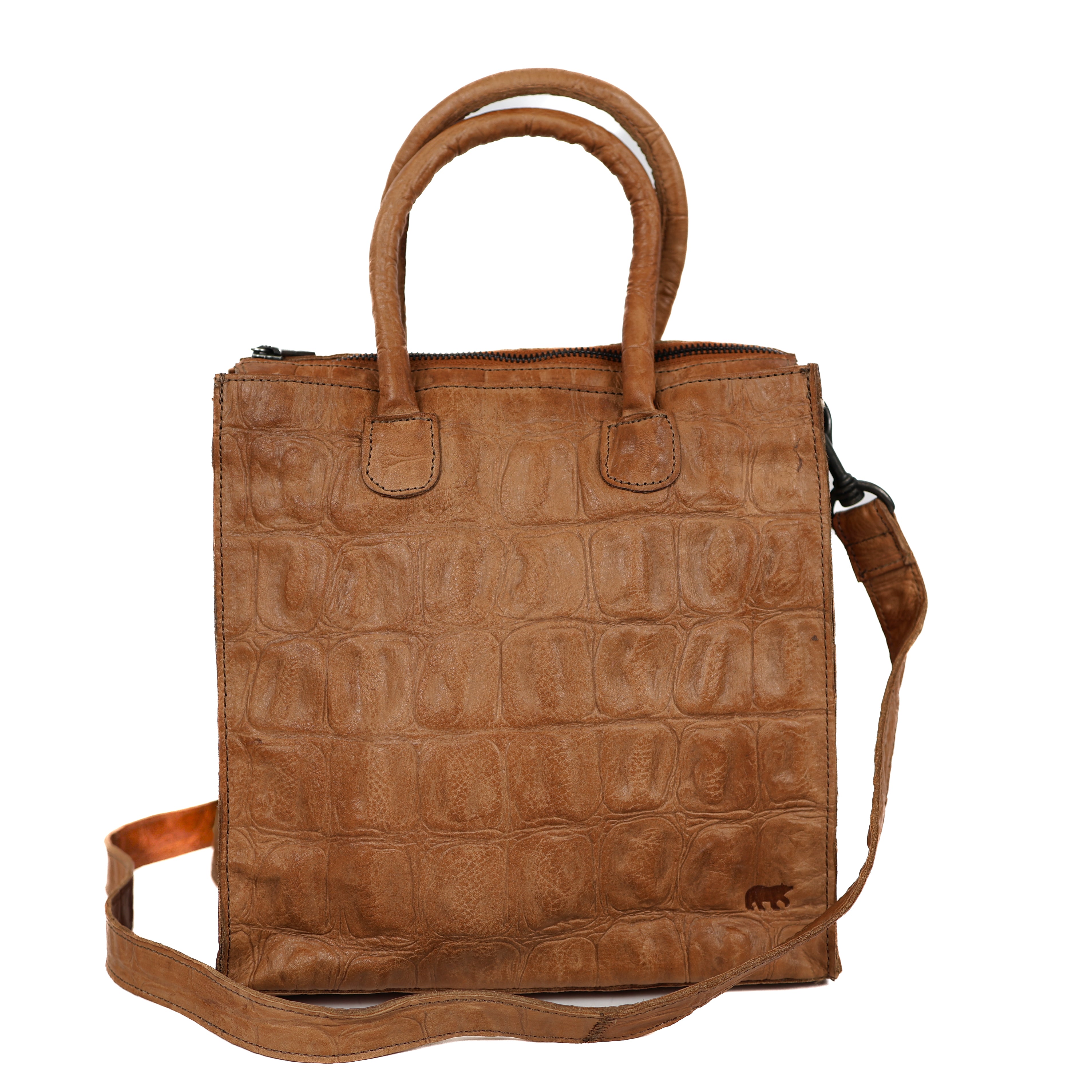 Hand-/schoudertas 'Bonnie' croco taupe
