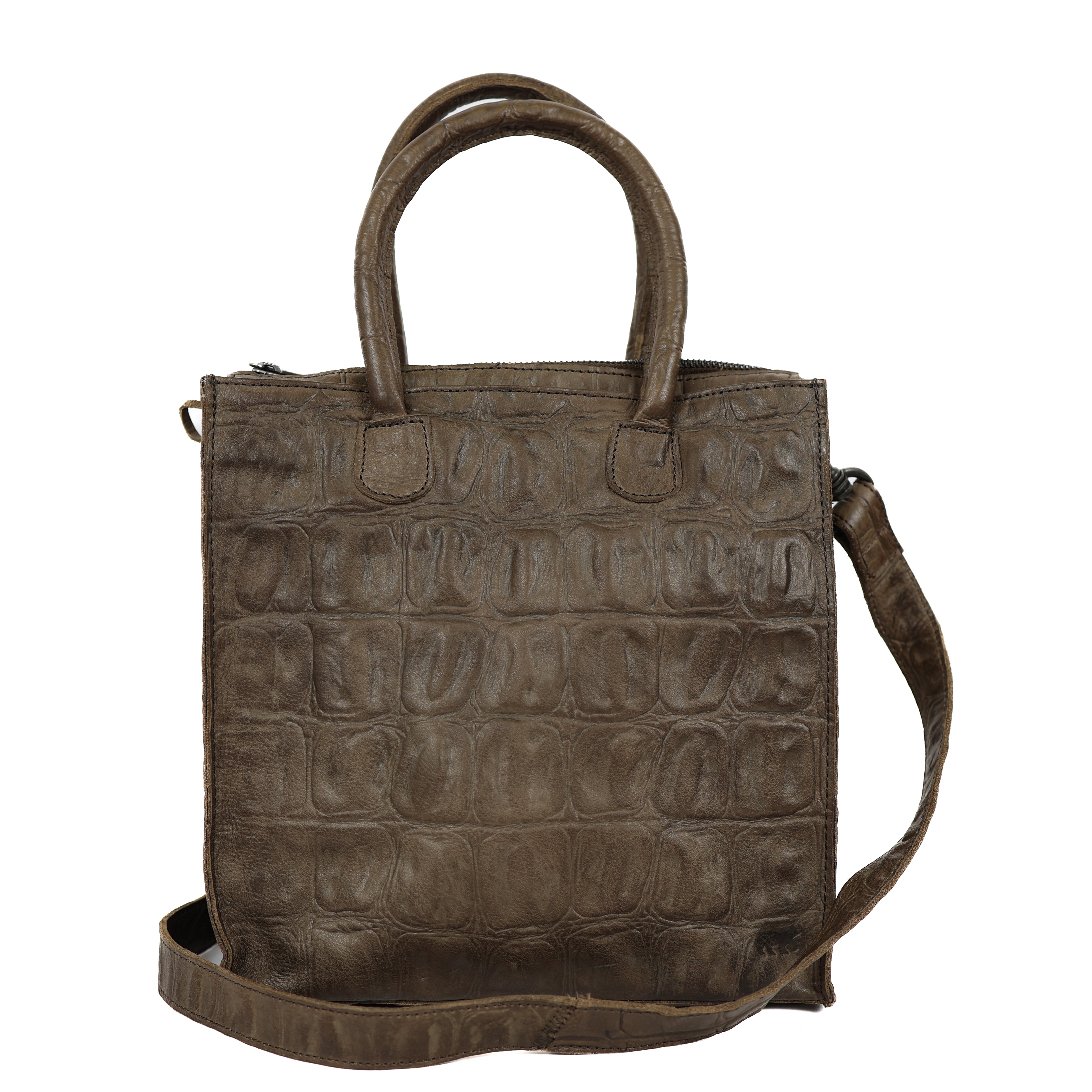 Hand-/schoudertas 'Bonnie' croco slate