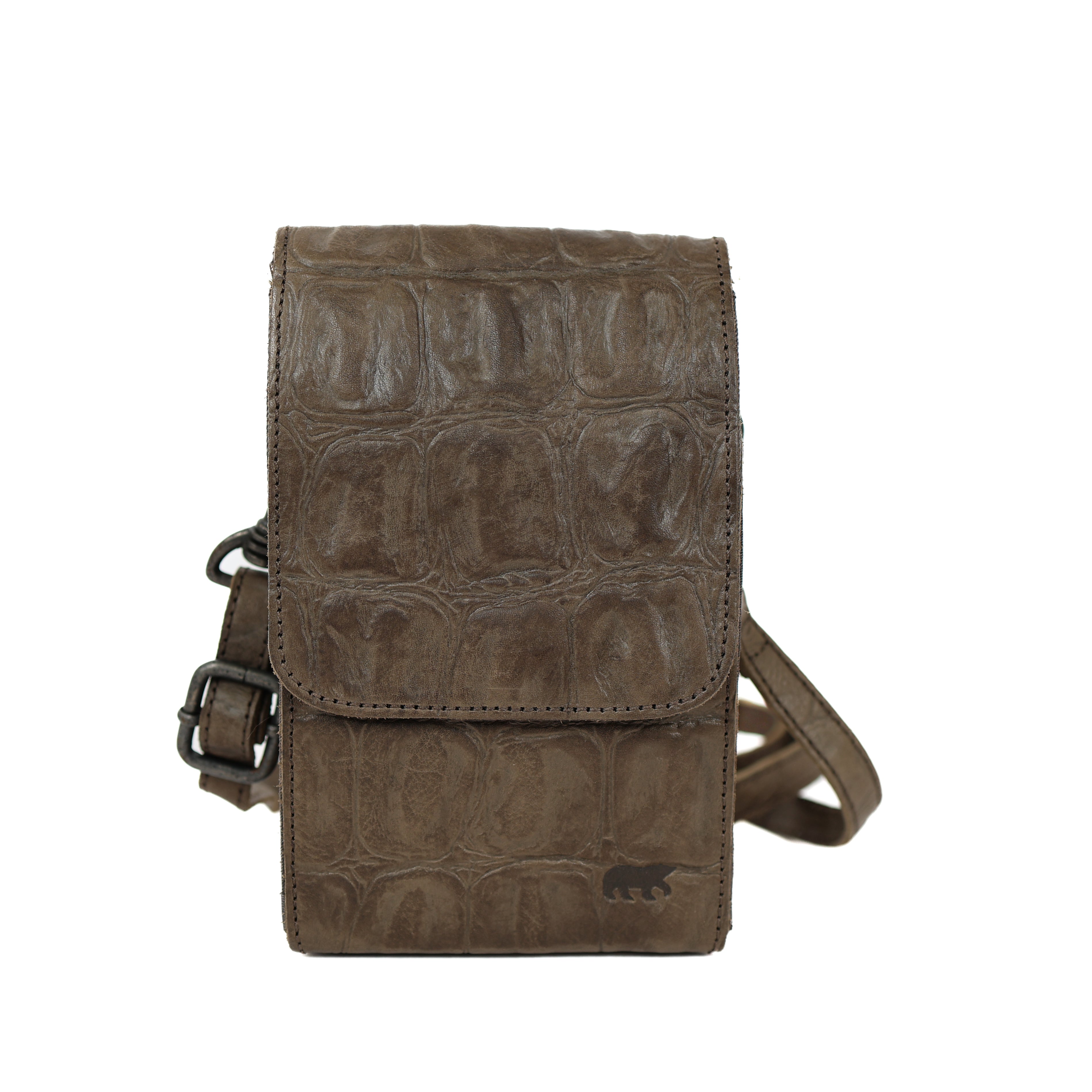 Schoudertasje 'Robbie' Big croco slate