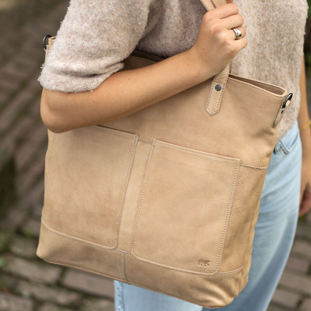 Shopper/schoudertas 'Celeste' beige