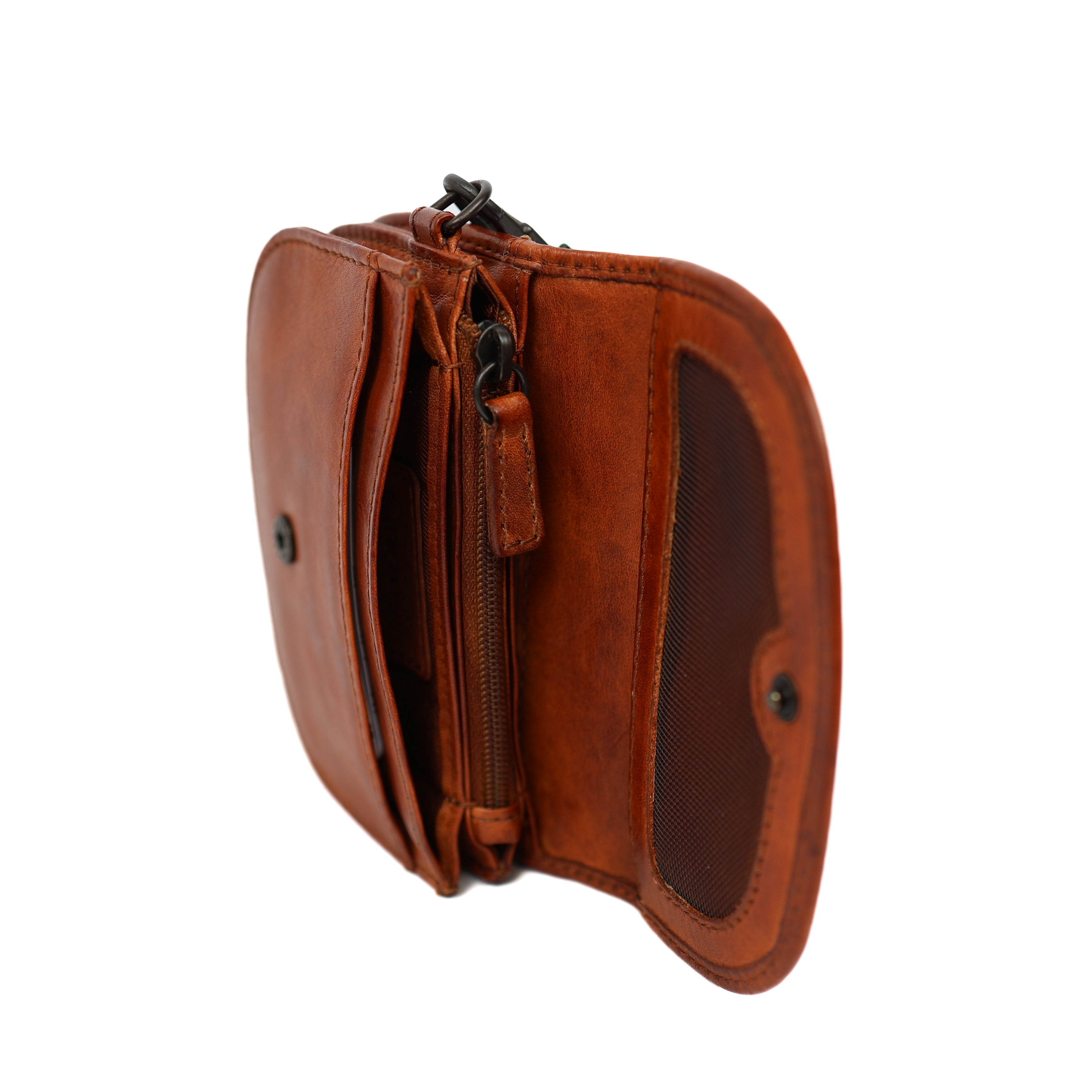 Portemonneetje met polsband 'Eva' cognac