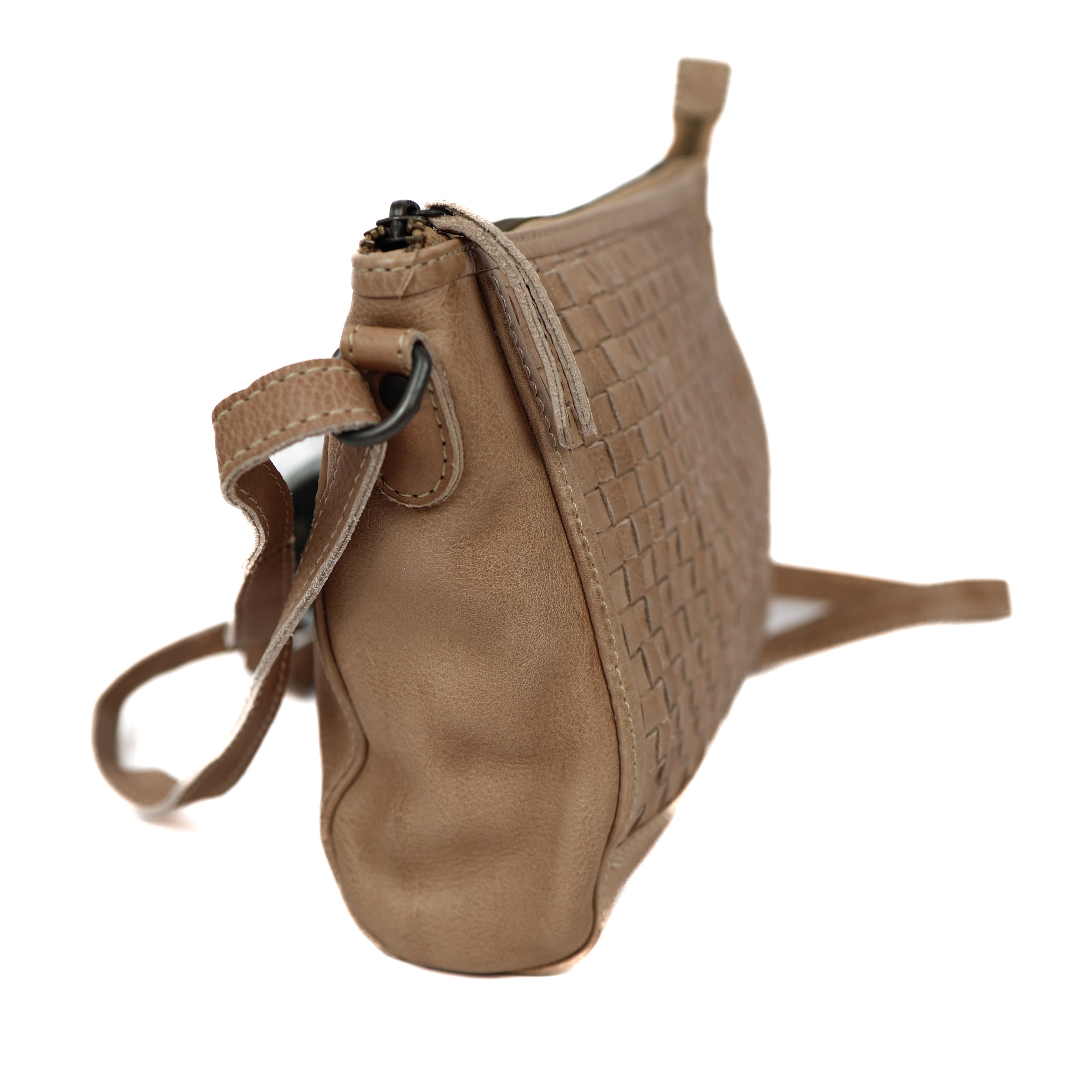 Klein schoudertasje 'Myrna' gevlochten beige