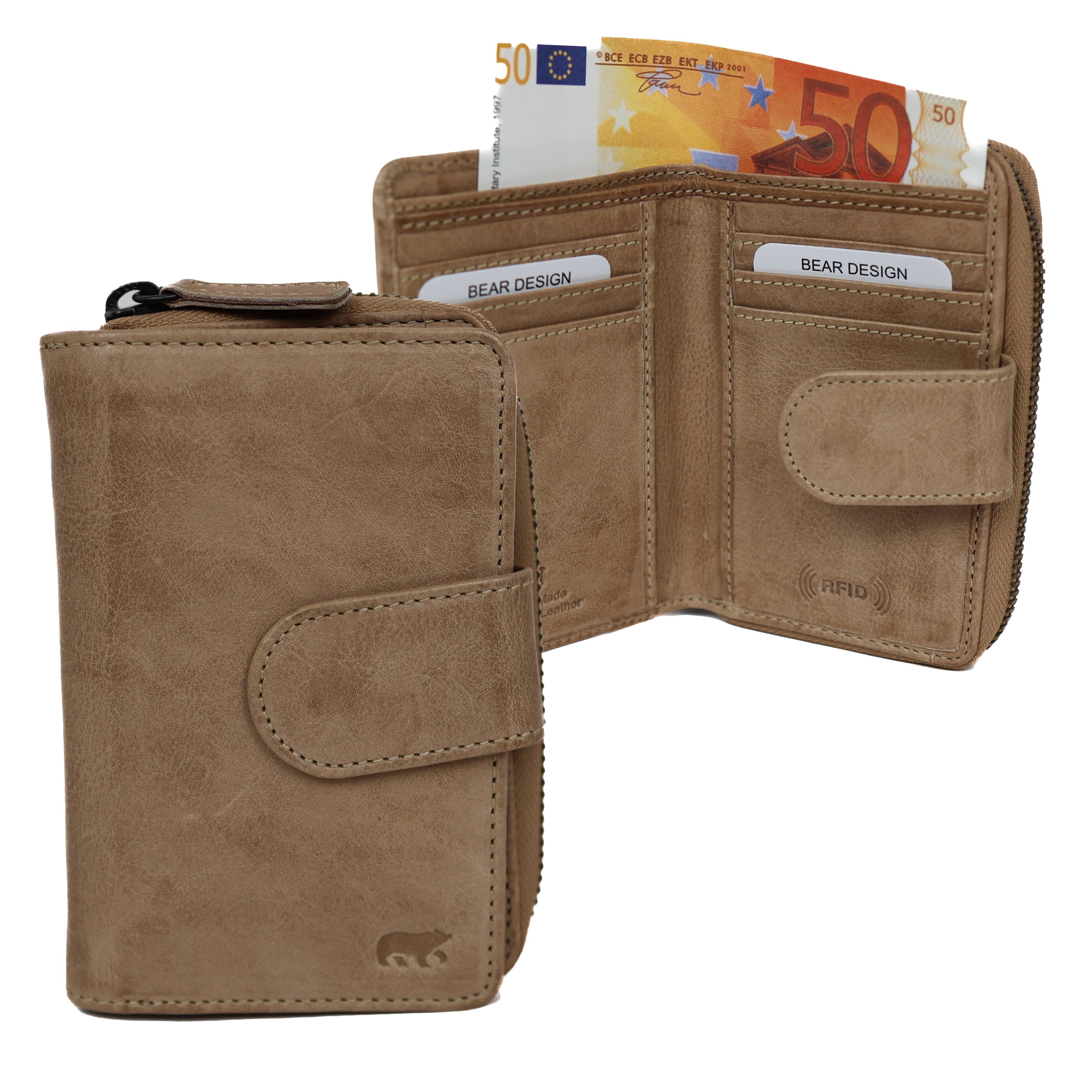 Zipper wallet 'Loet' cognac