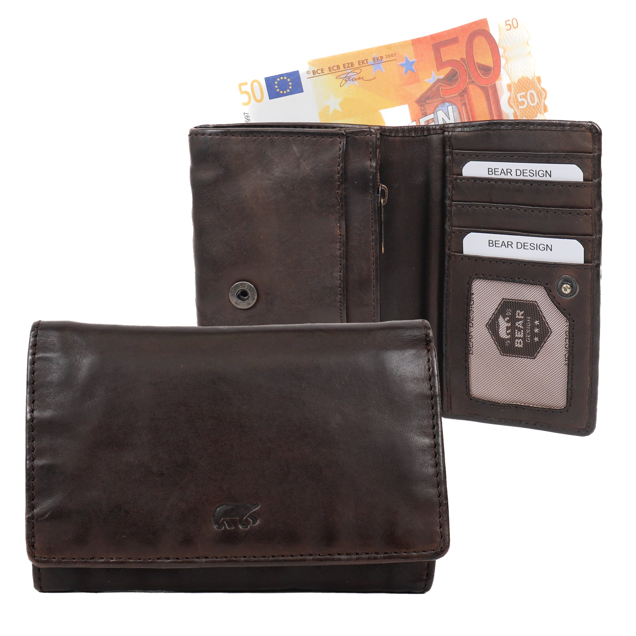 Wrap wallet 'Flappie' dark brown - CL 15572