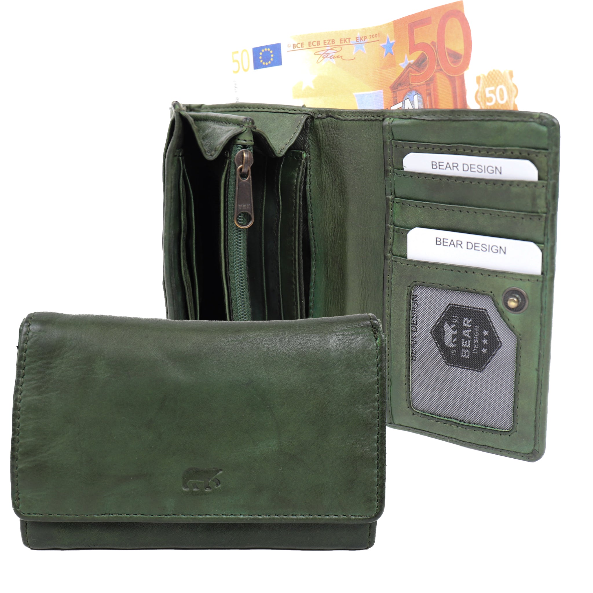 Wrap wallet 'Flappie' green - CL 15572