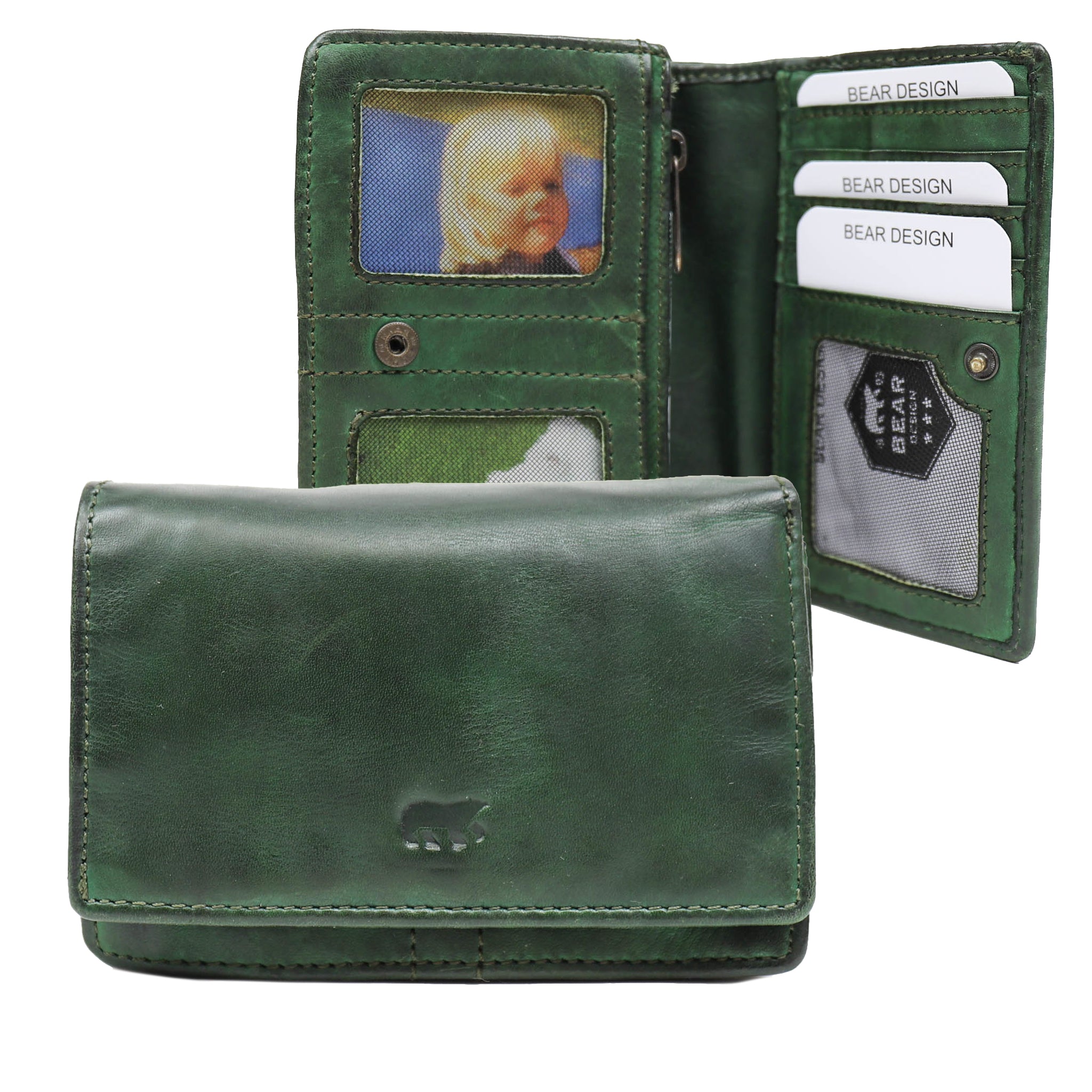 'Nina' green flap wallet