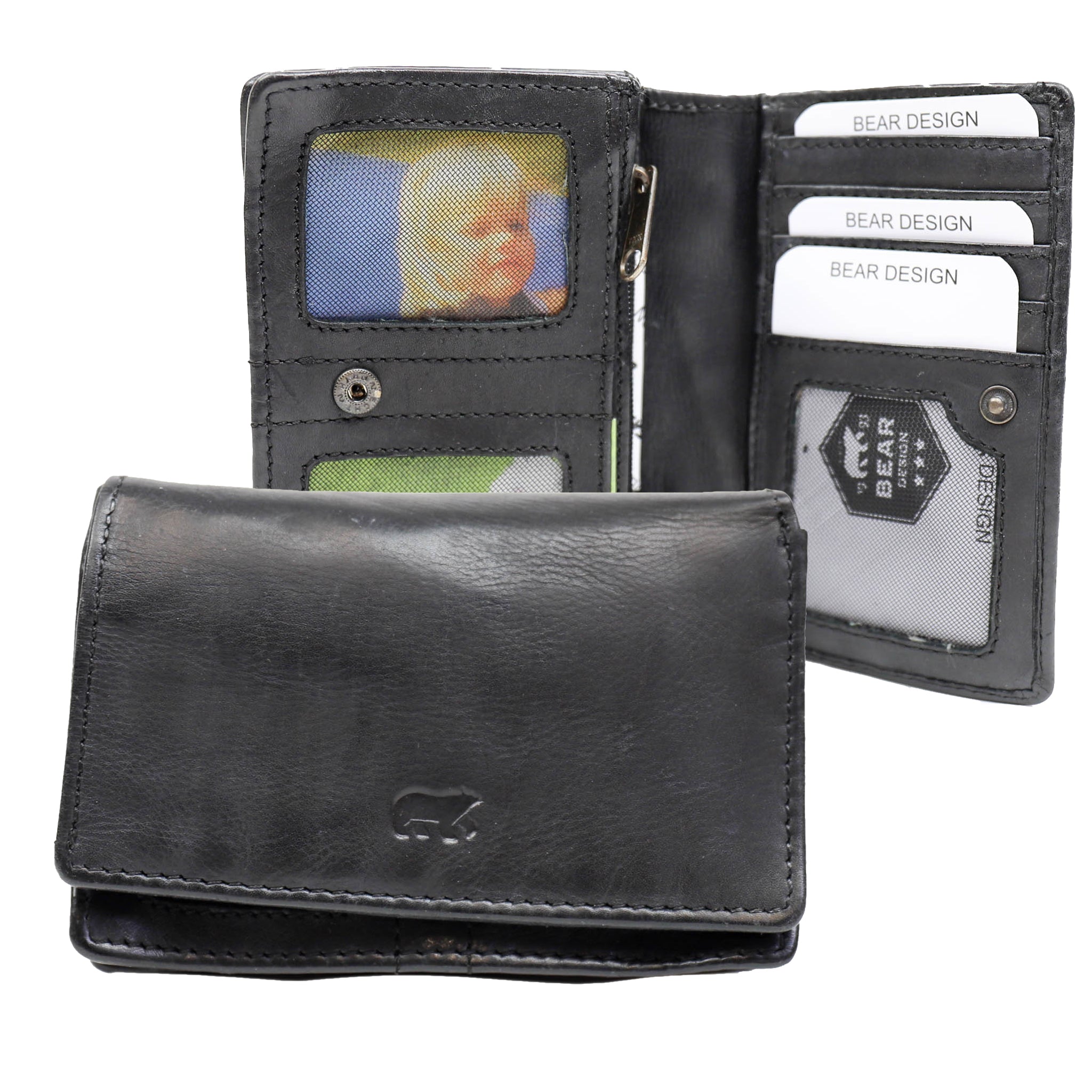 'Nina' black flap wallet