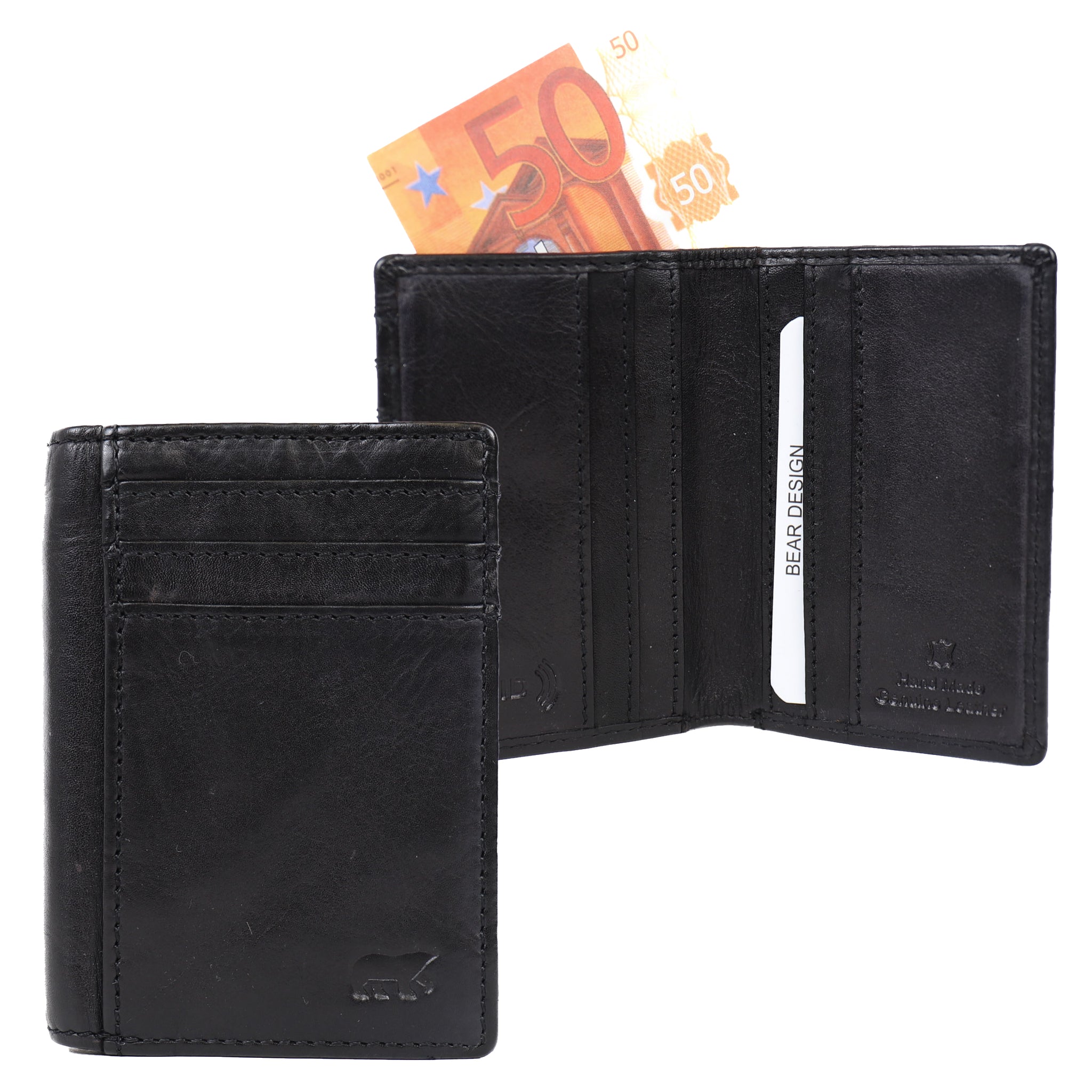 Card holder with banknote compartment 'Michel' black