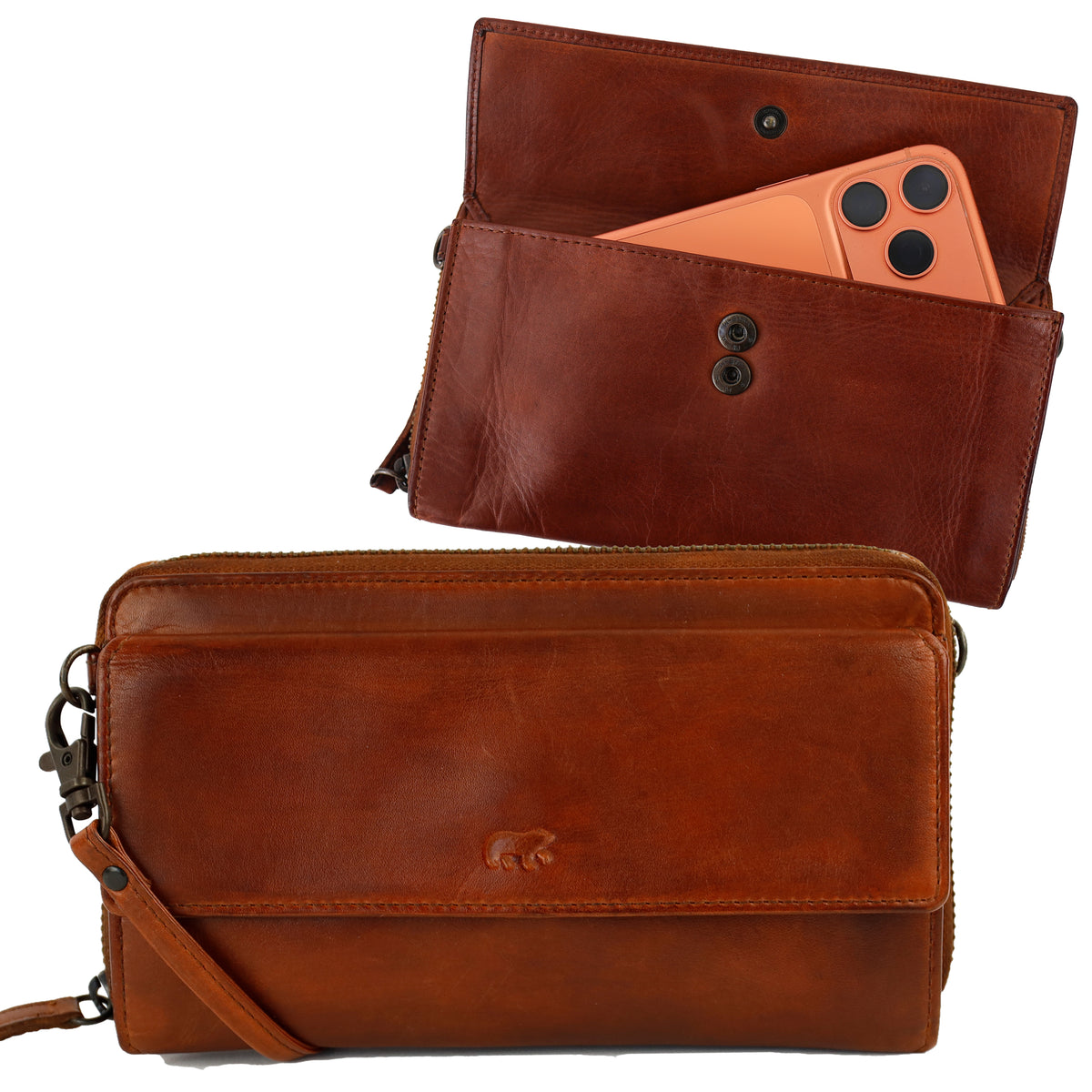 Phone bag 'Eden' cognac