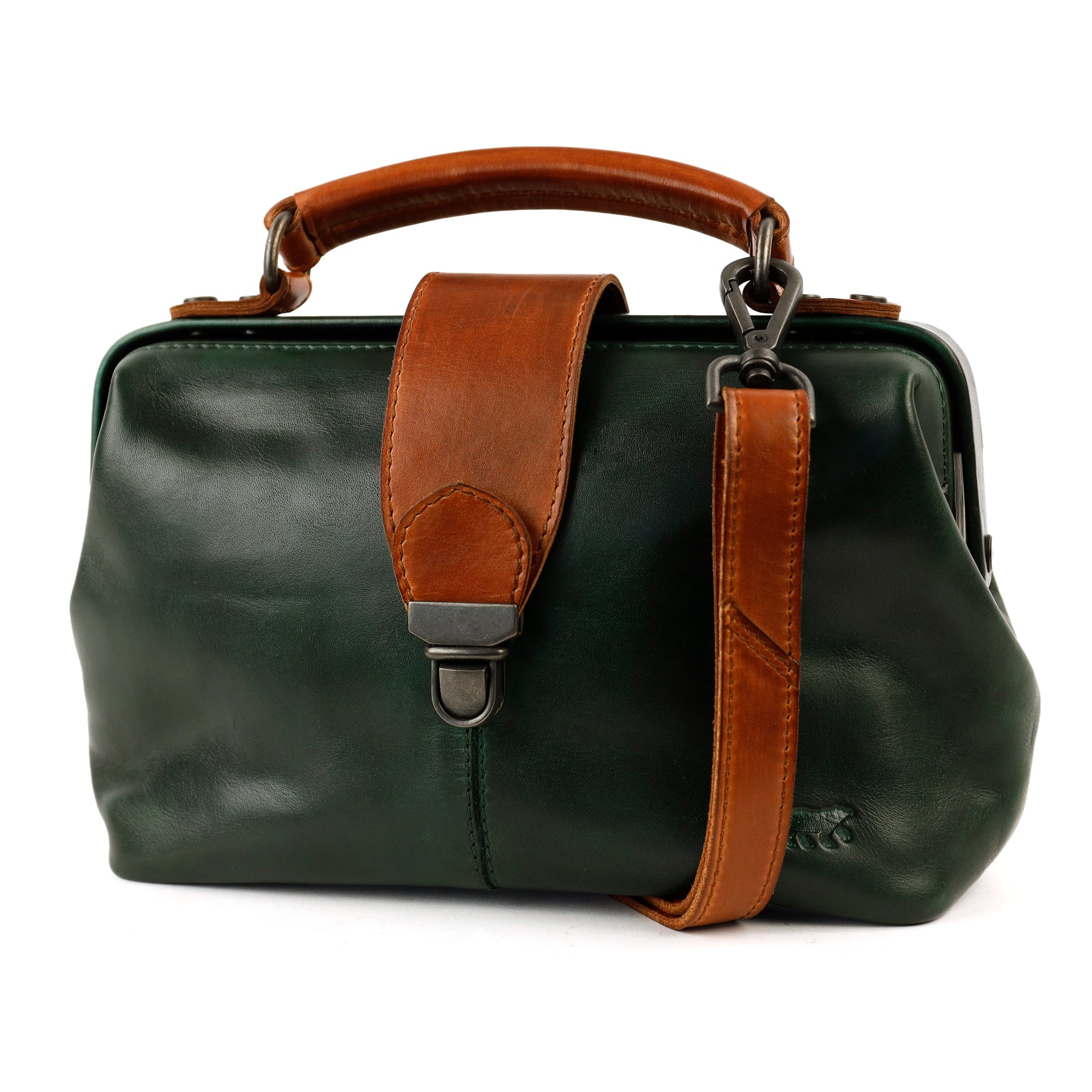 Mini doctor's bag 'Julia' M green/cognac