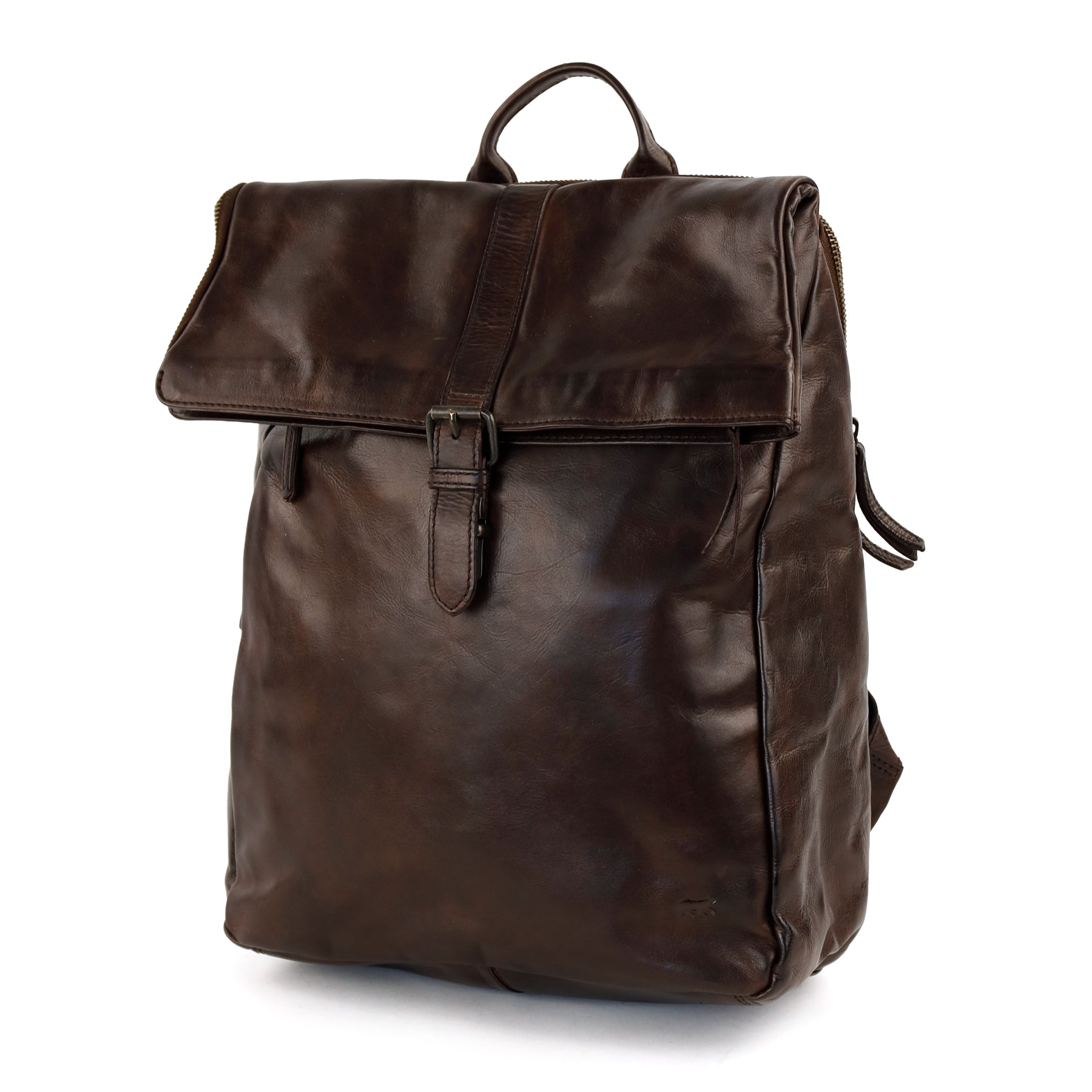 Rolltop laptop backpack 15.6" 'Kai' dark brown