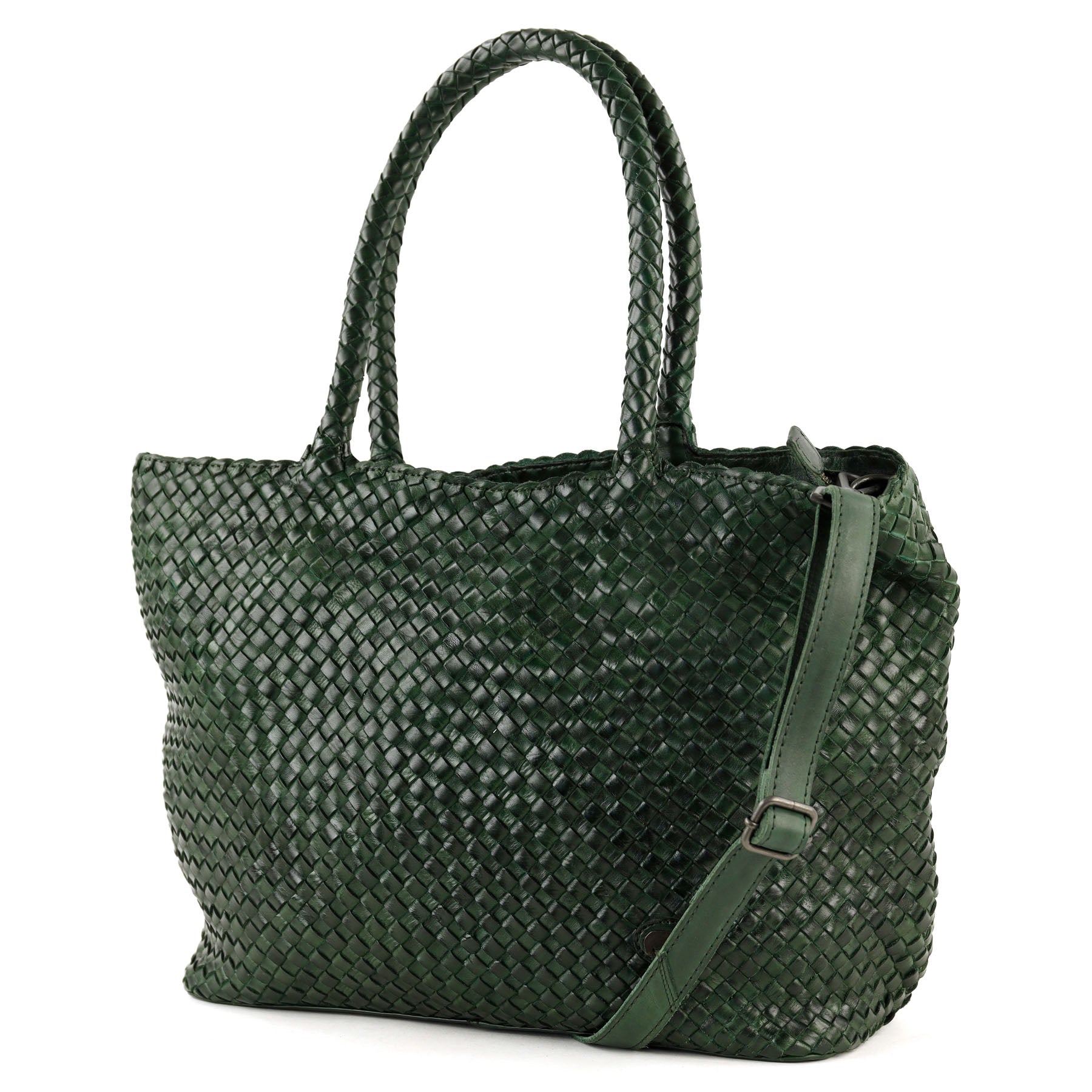 Braided shopper/shoulder bag 'Suus' green