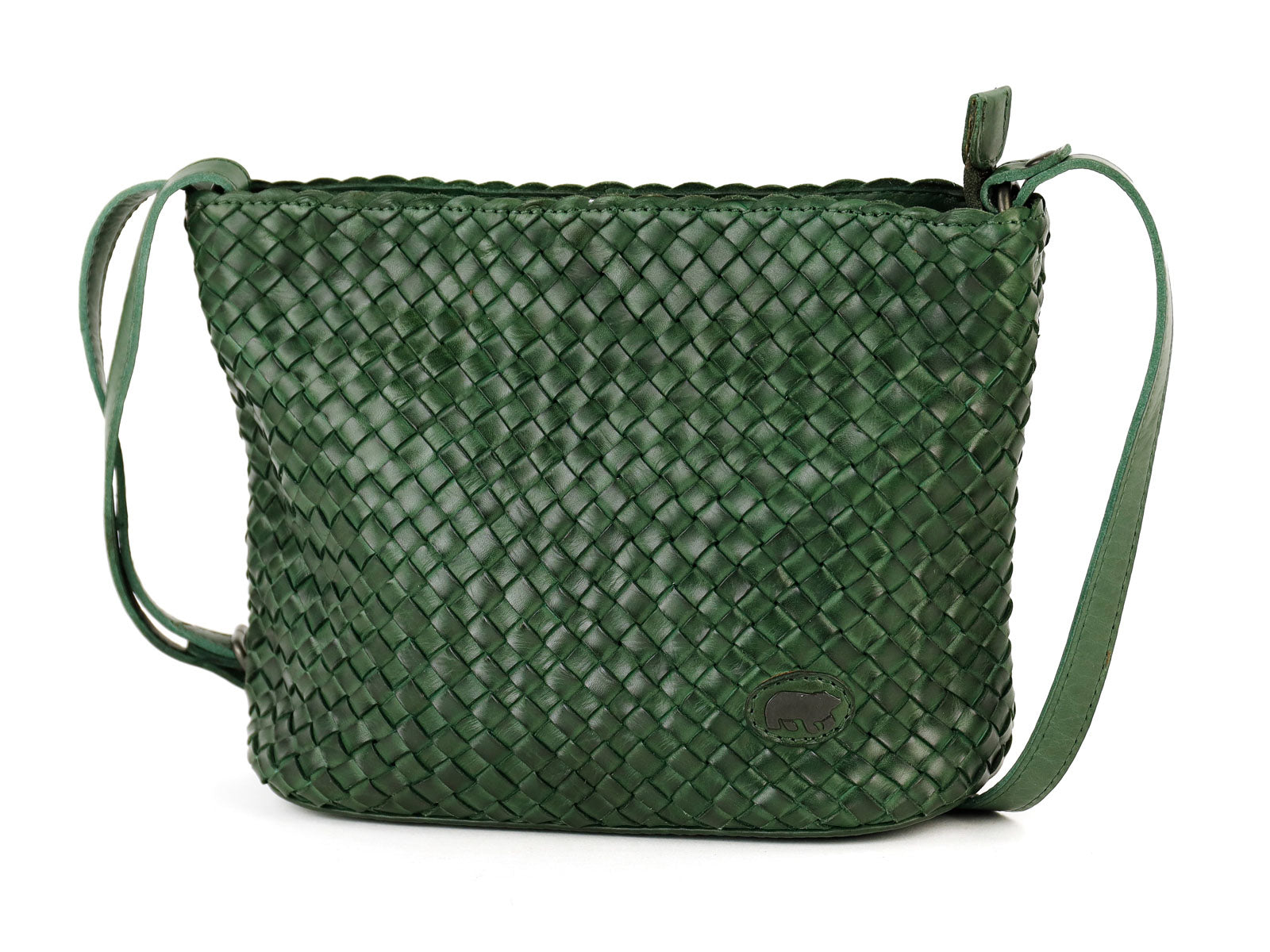 Gevlochten schoudertasje 'Joan' groen