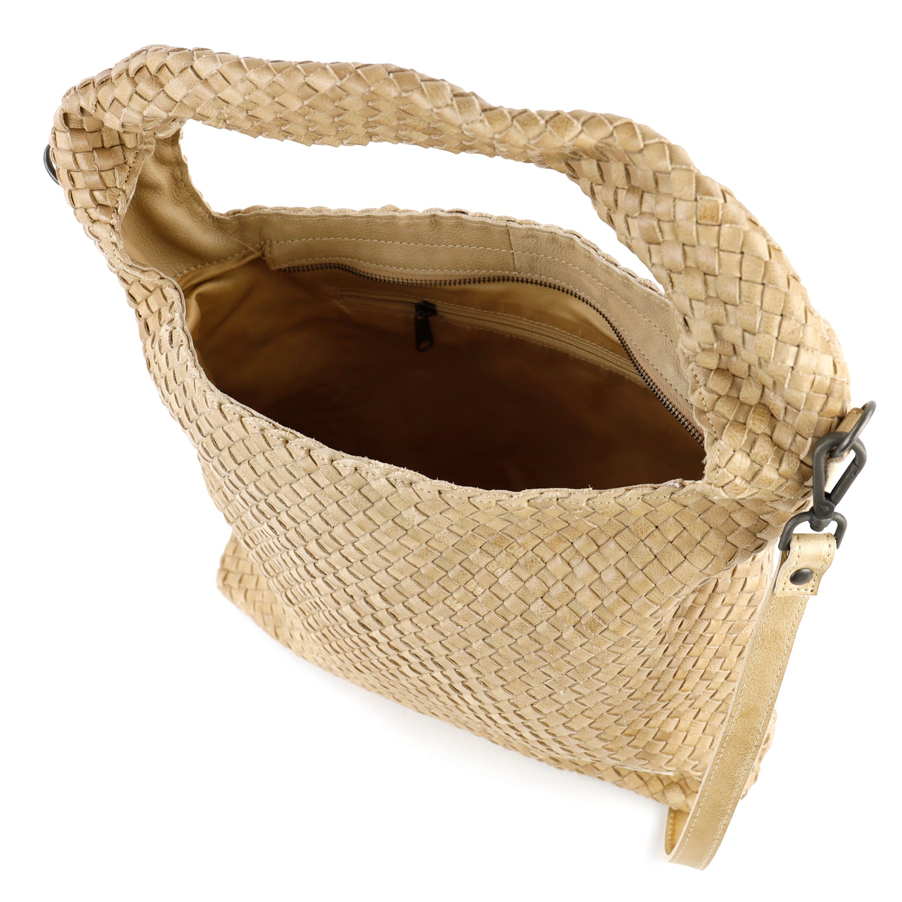 Gevlochten buidel-/schoudertas 'Lauraine' beige