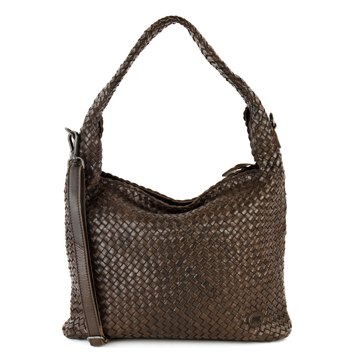 Braided pouch/shoulder bag 'Lauraine' dark brown