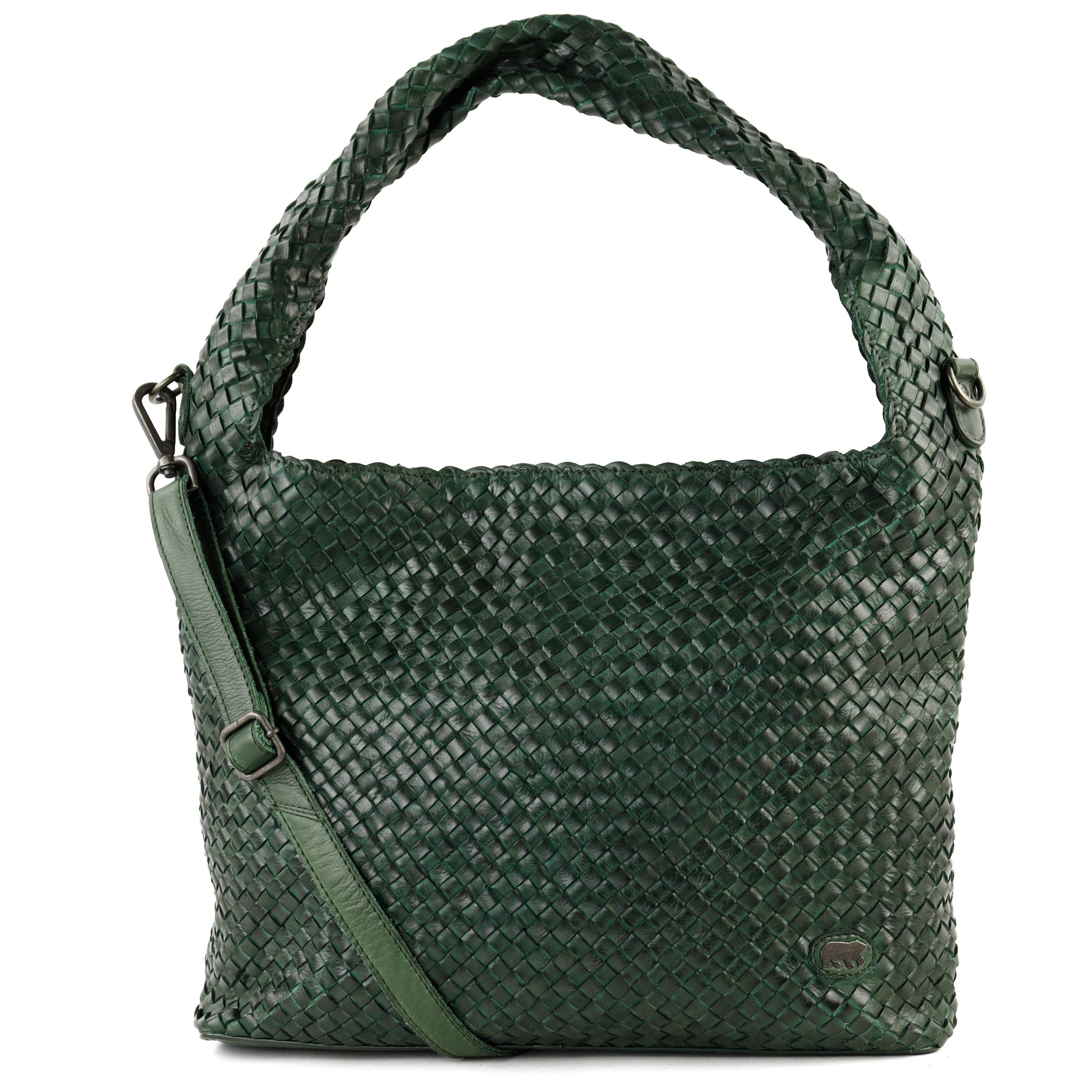 Gevlochten buidel-/schoudertas 'Lauraine' groen