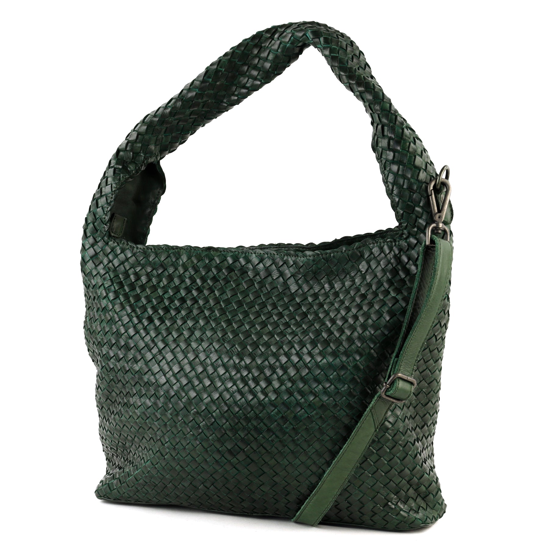 Gevlochten buidel-/schoudertas 'Lauraine' groen