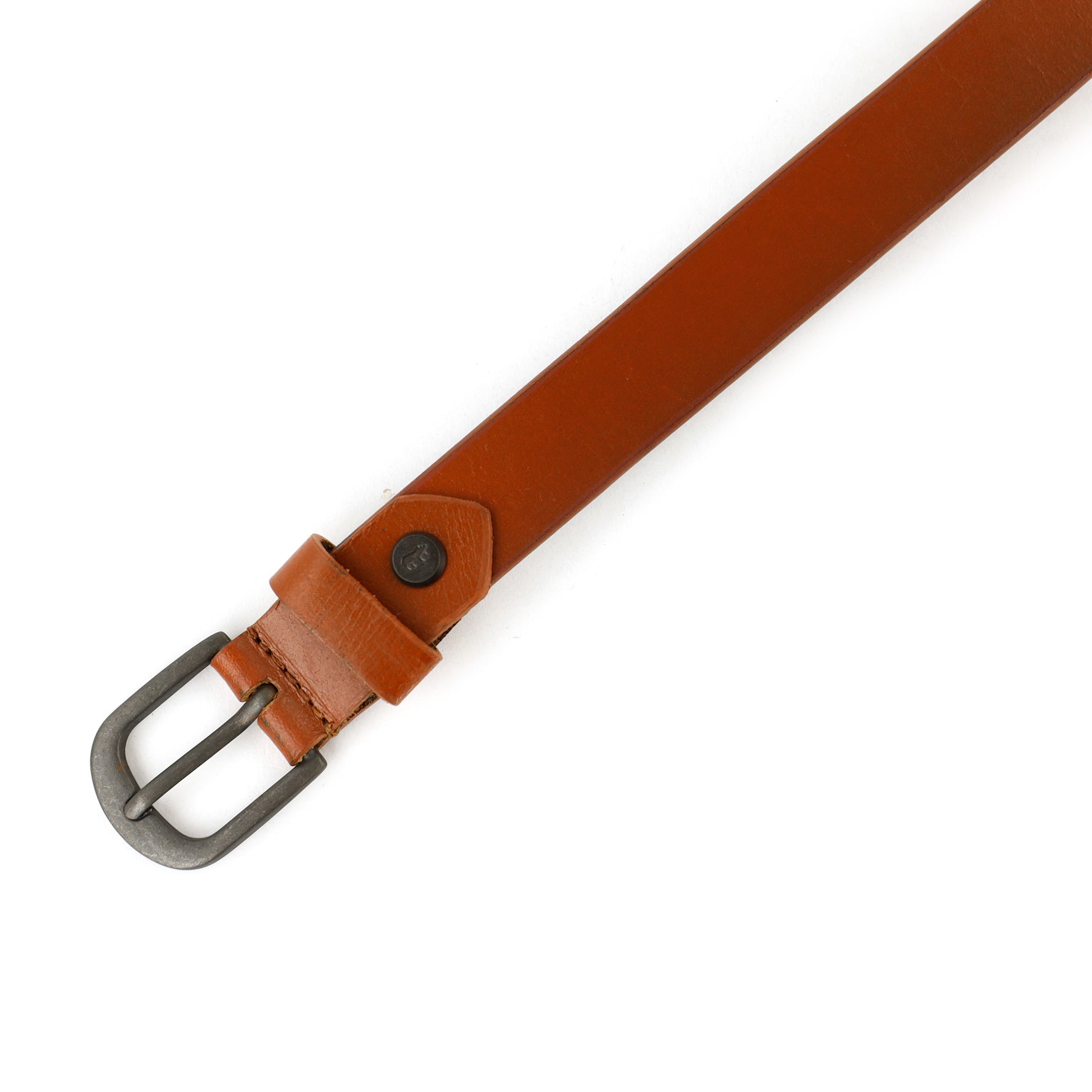 Smalle leren broekriem 'Elena' cognac 2.4 cm