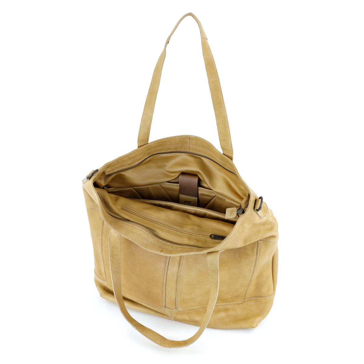 Ruime shopper/schoudertas met laptopvak - 'Claire' beige