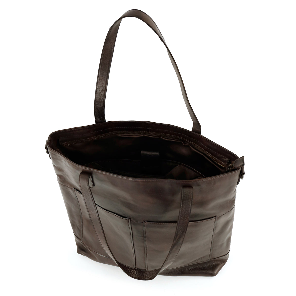 Ruime shopper/schoudertas met laptopvak - 'Claire' donkerbruin