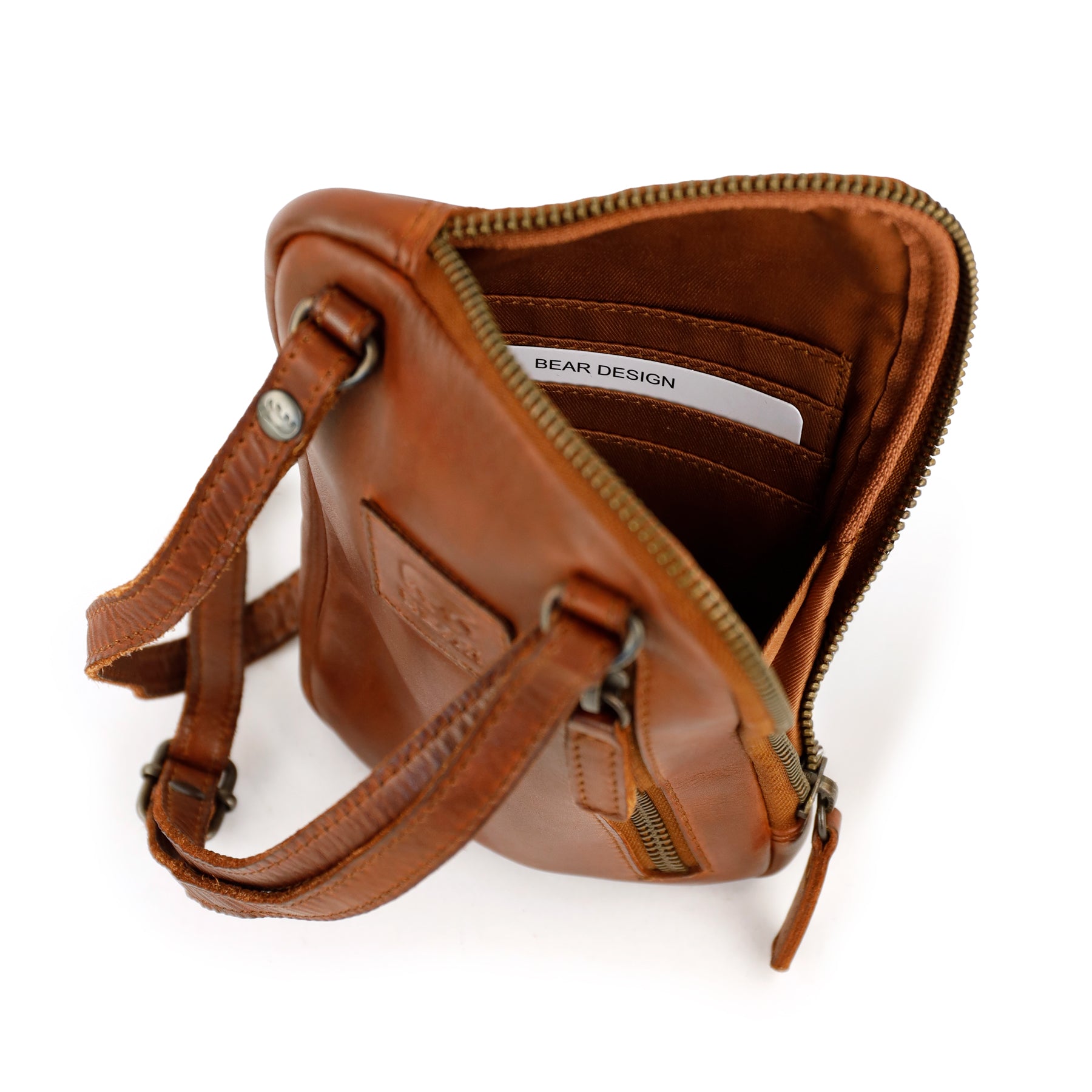 Telefoon-/schoudertasje 'Camille' cognac