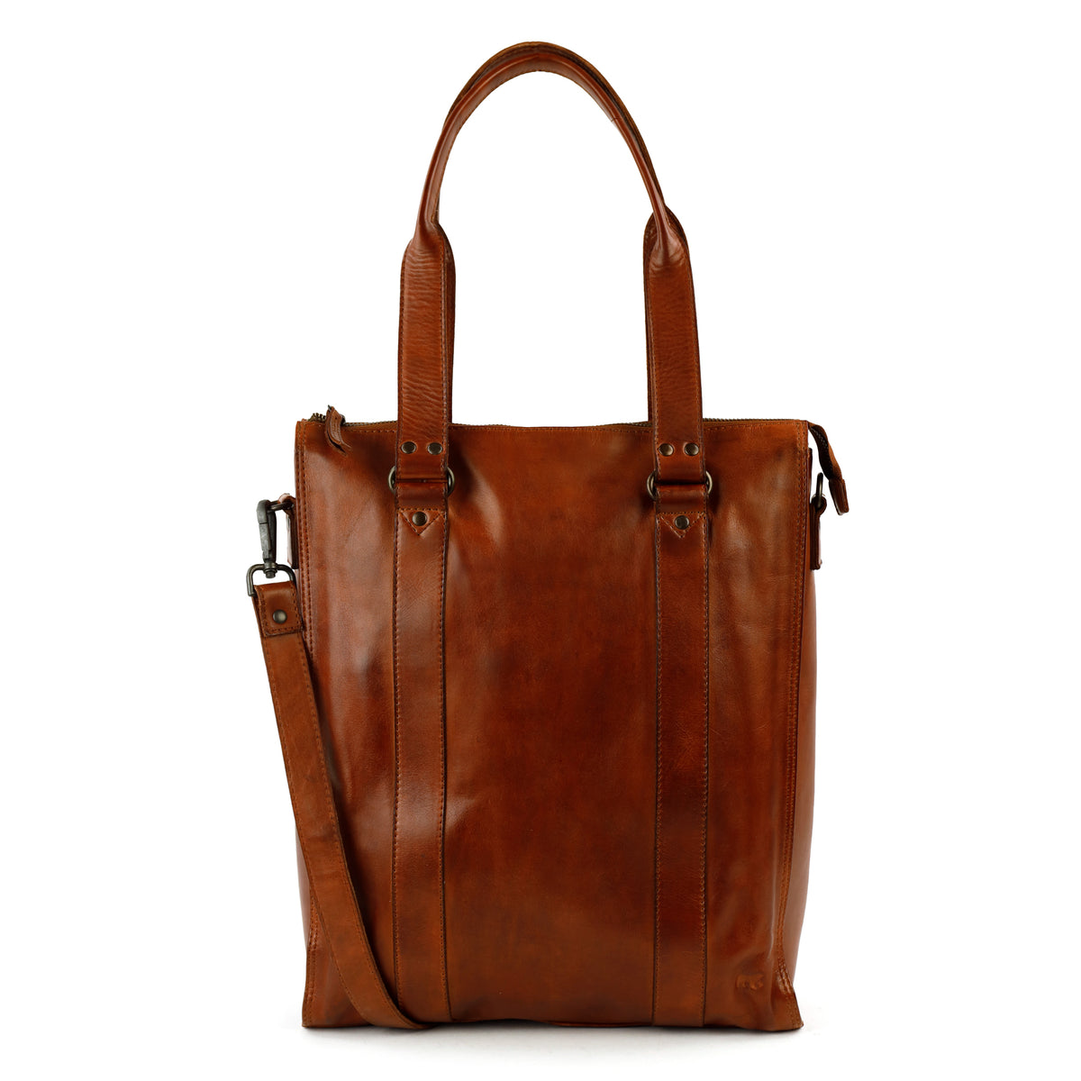 Hand-/schoudertas met laptopvak - 'Freya' cognac