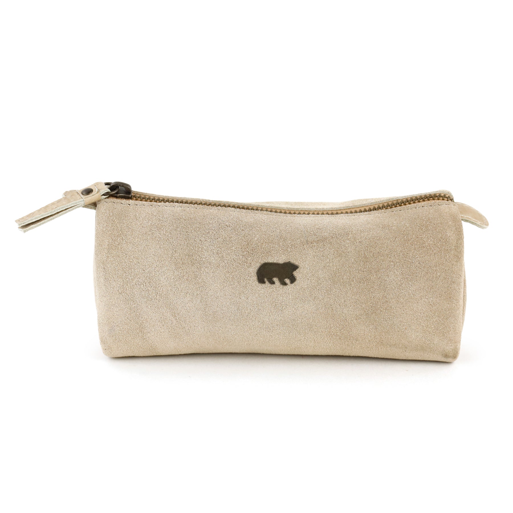 Suede pencil case 'Tito' XL beige