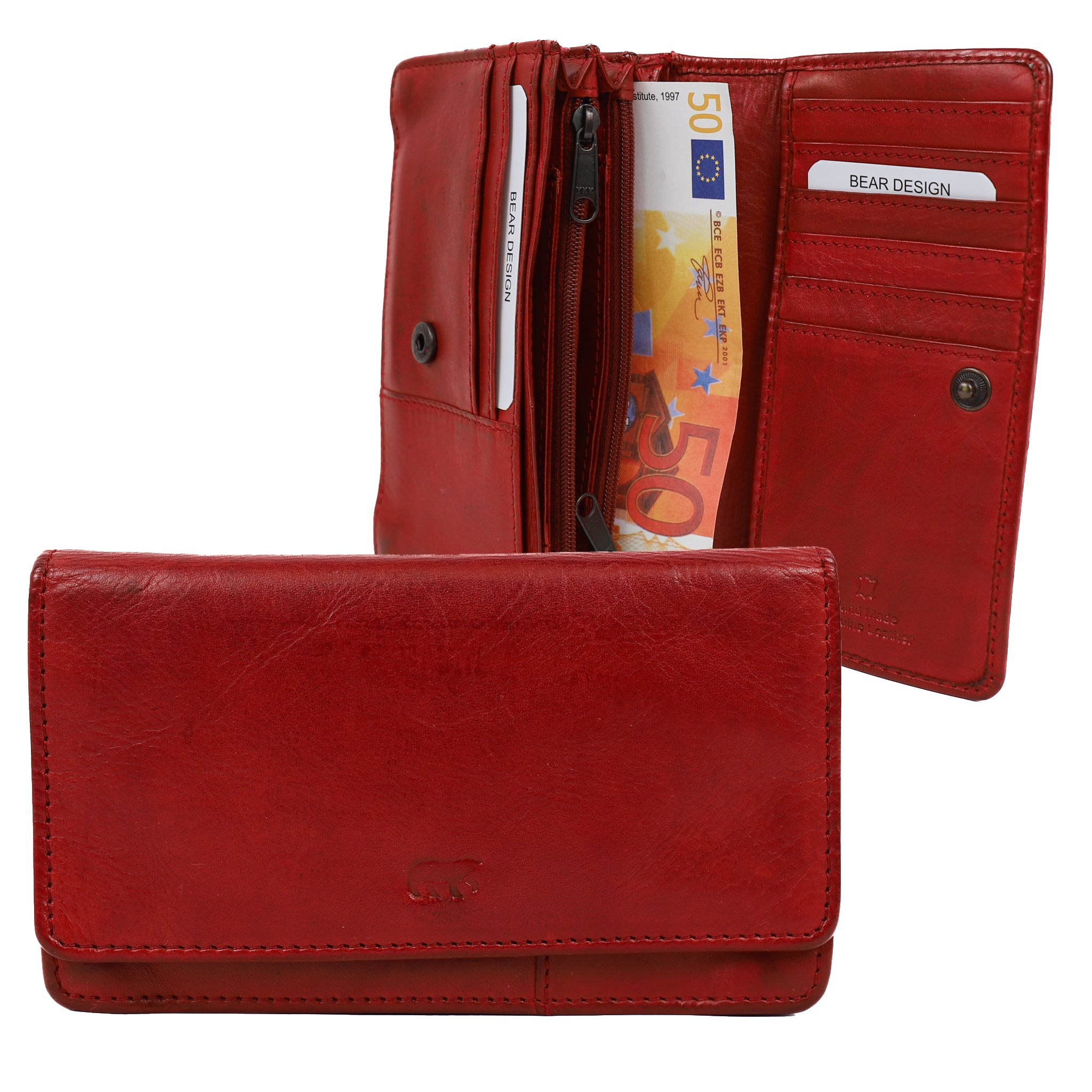 'Emma' red flap wallet