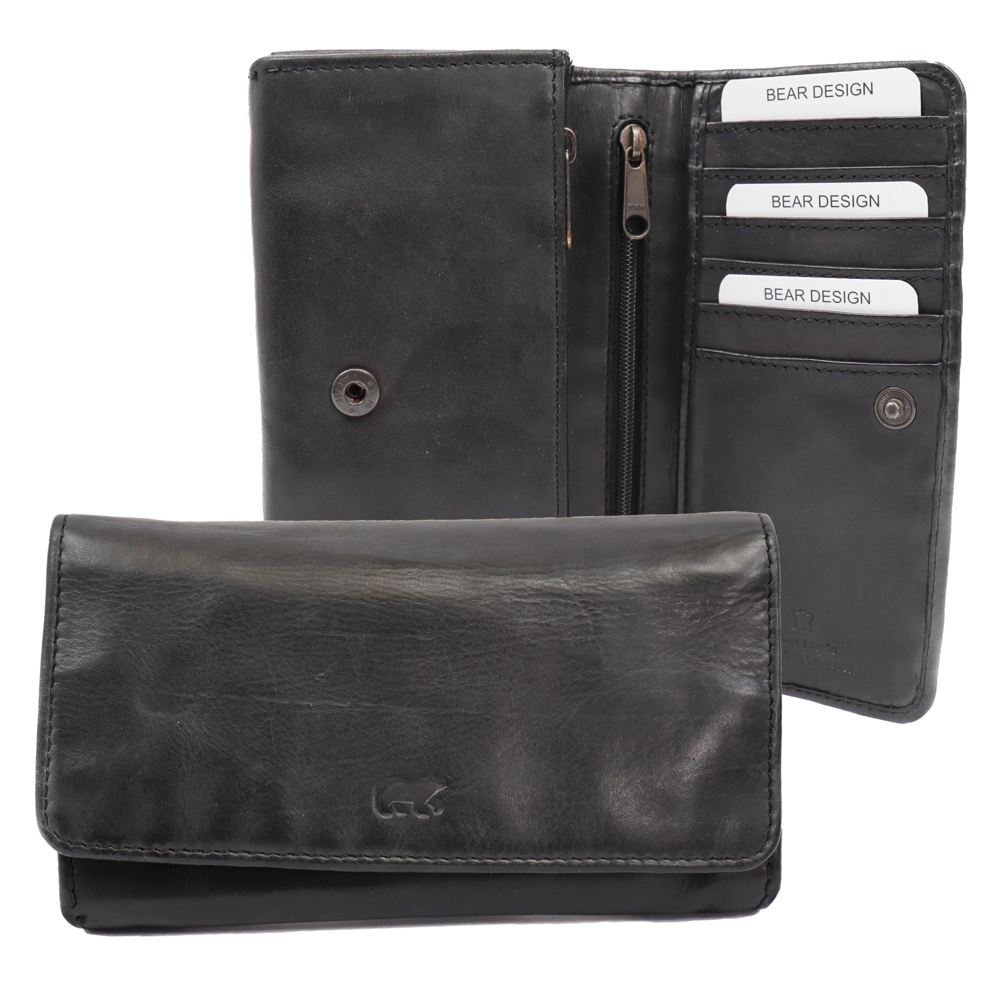 'Noor' black flap wallet