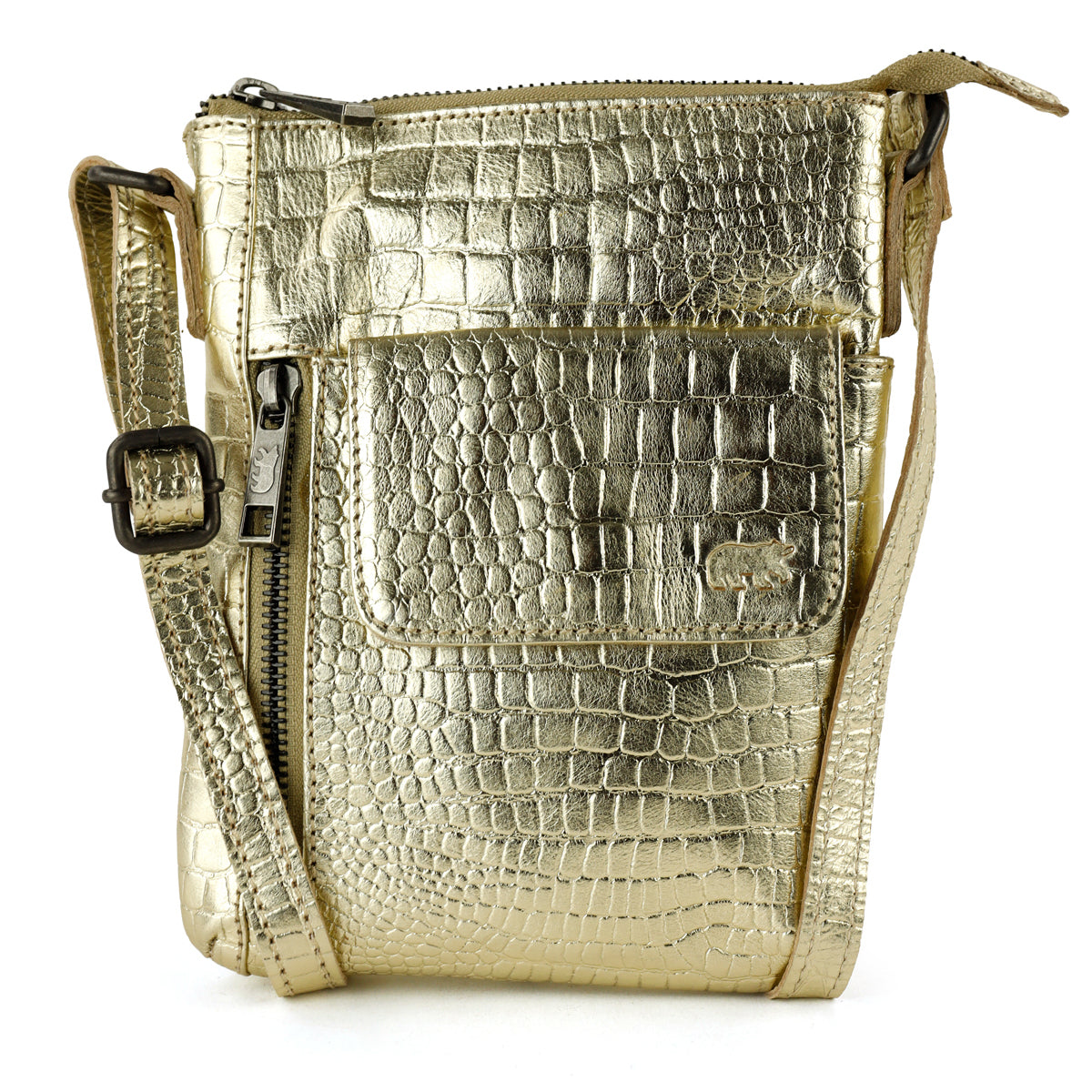 Schoudertasje 'Davide' croco champagne