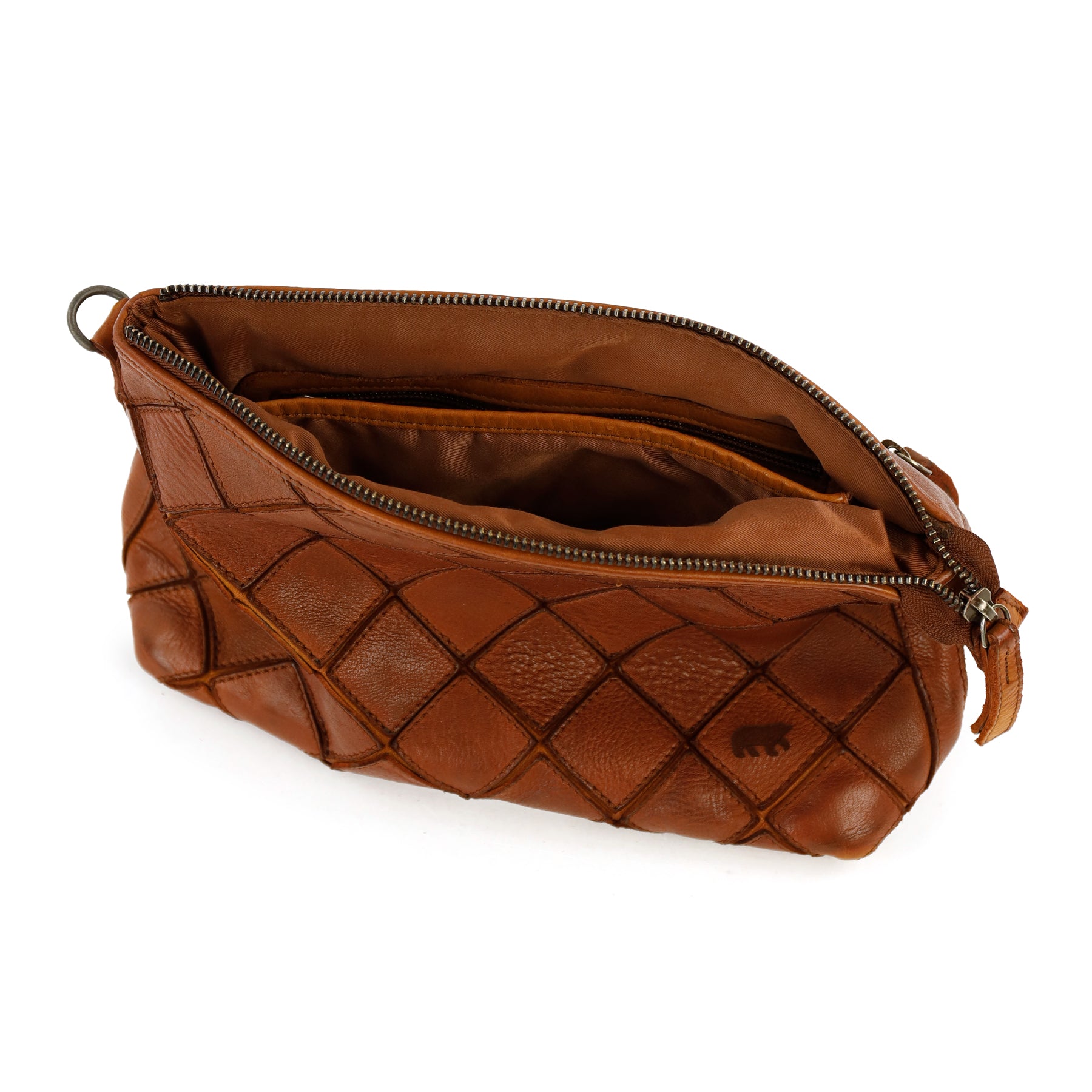 Patchwork shoulder bag 'Louise' cognac