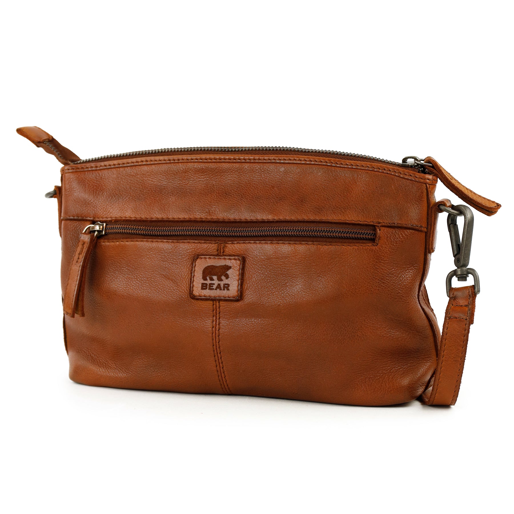 Patchwork shoulder bag 'Louise' cognac