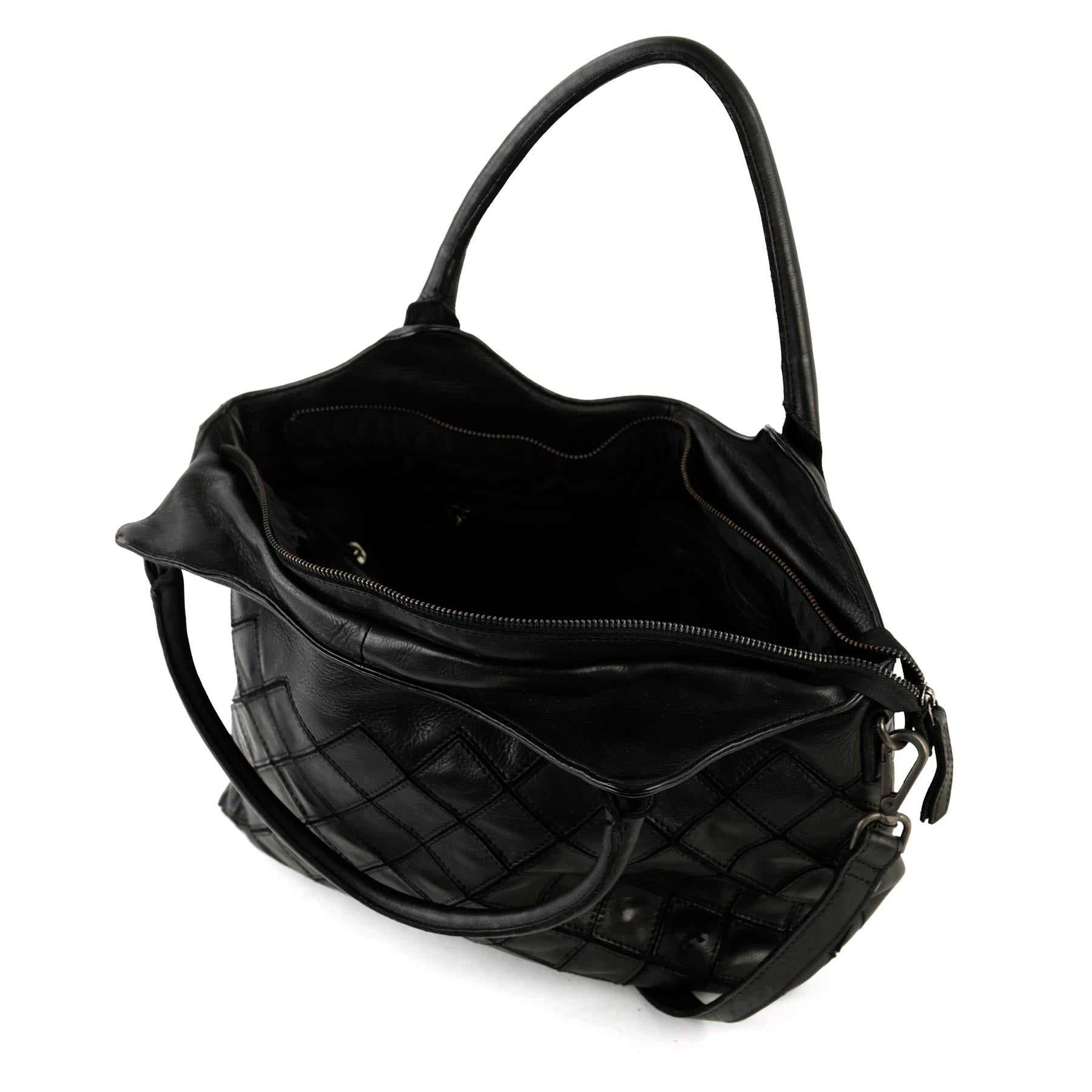 Patchwork hand/shoulder bag 'Marguerite' black