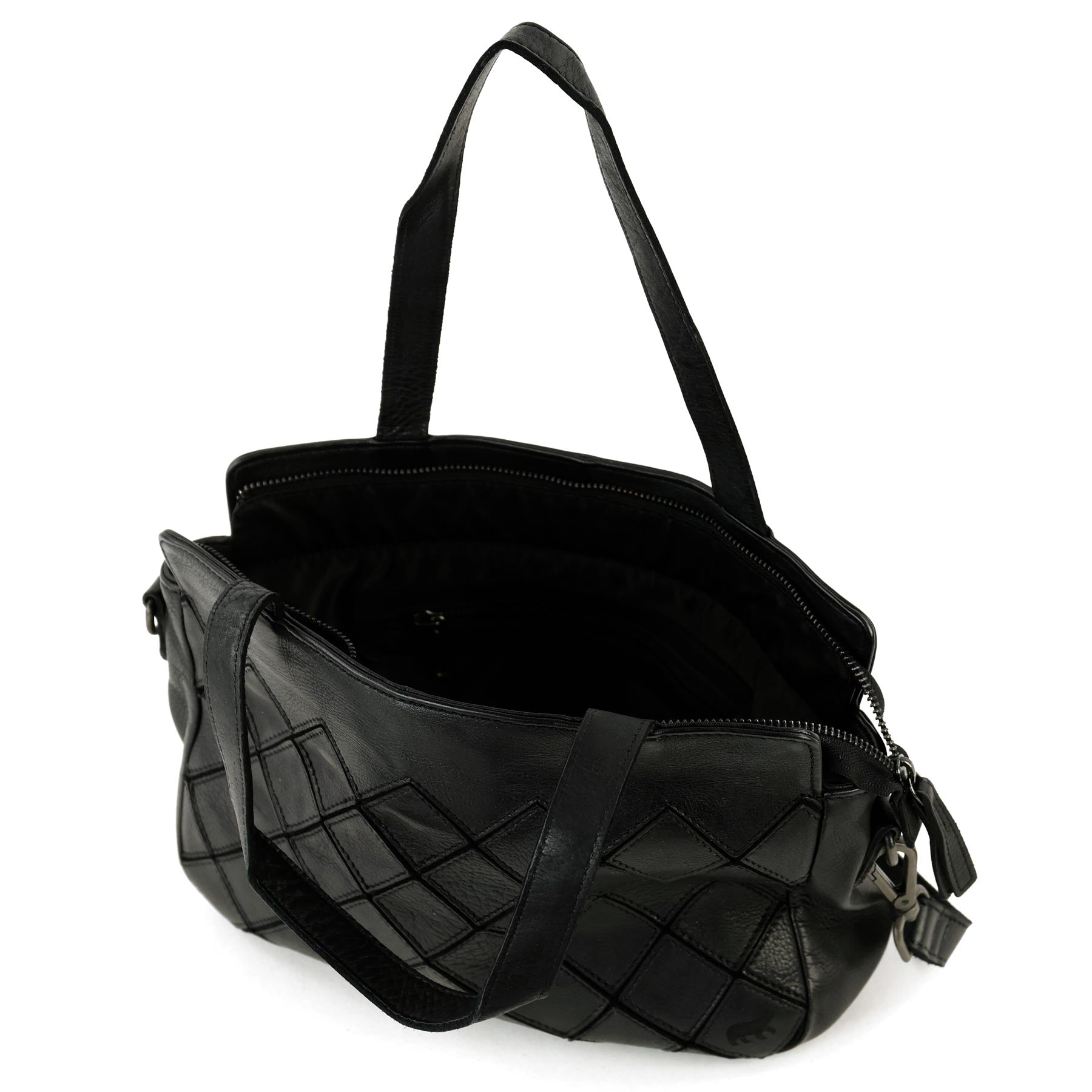 Patchwork hand/shoulder bag 'Alice' black