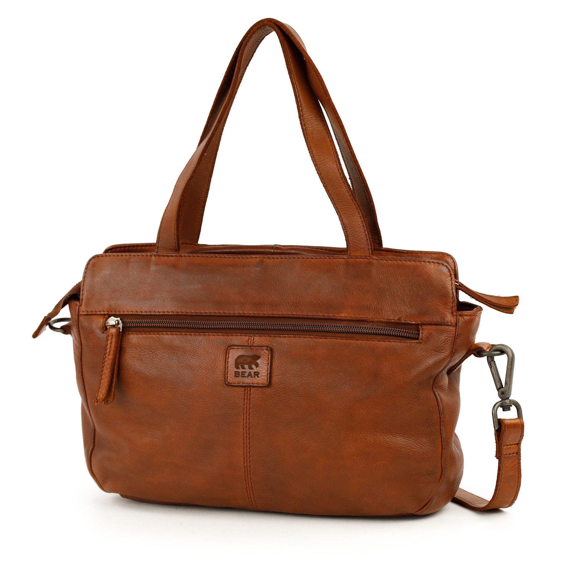 Patchwork hand/shoulder bag 'Alice' cognac