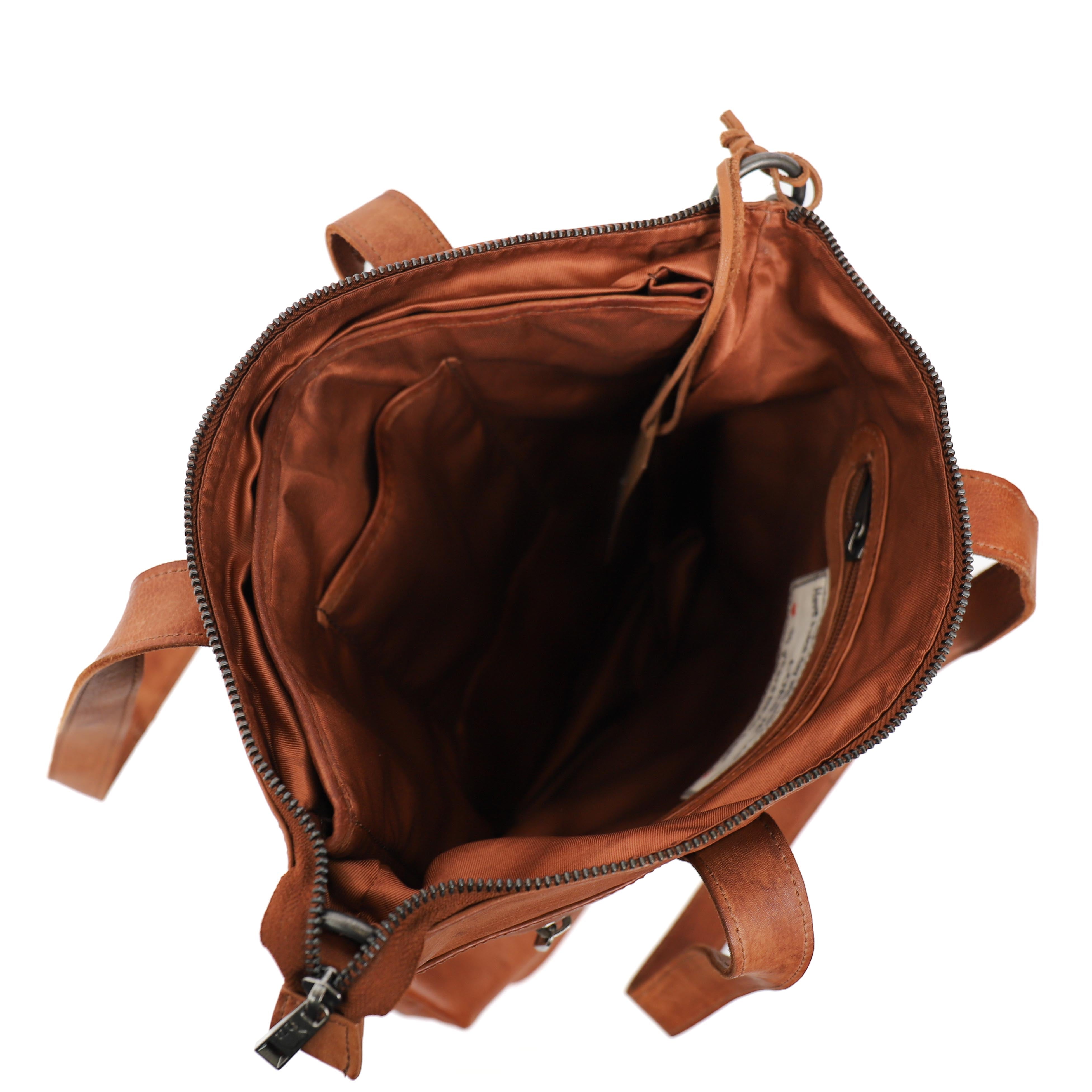 Hand/shoulder bag 'Loesie' cognac