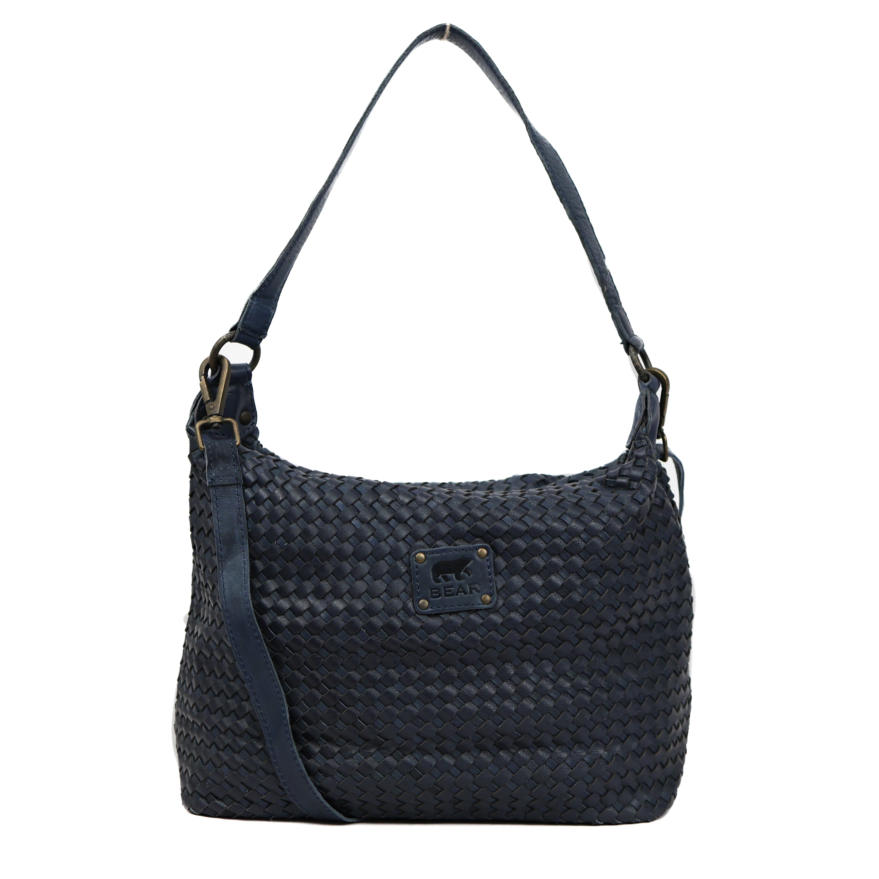 Gevlochten buideltas 'Marlène' navy