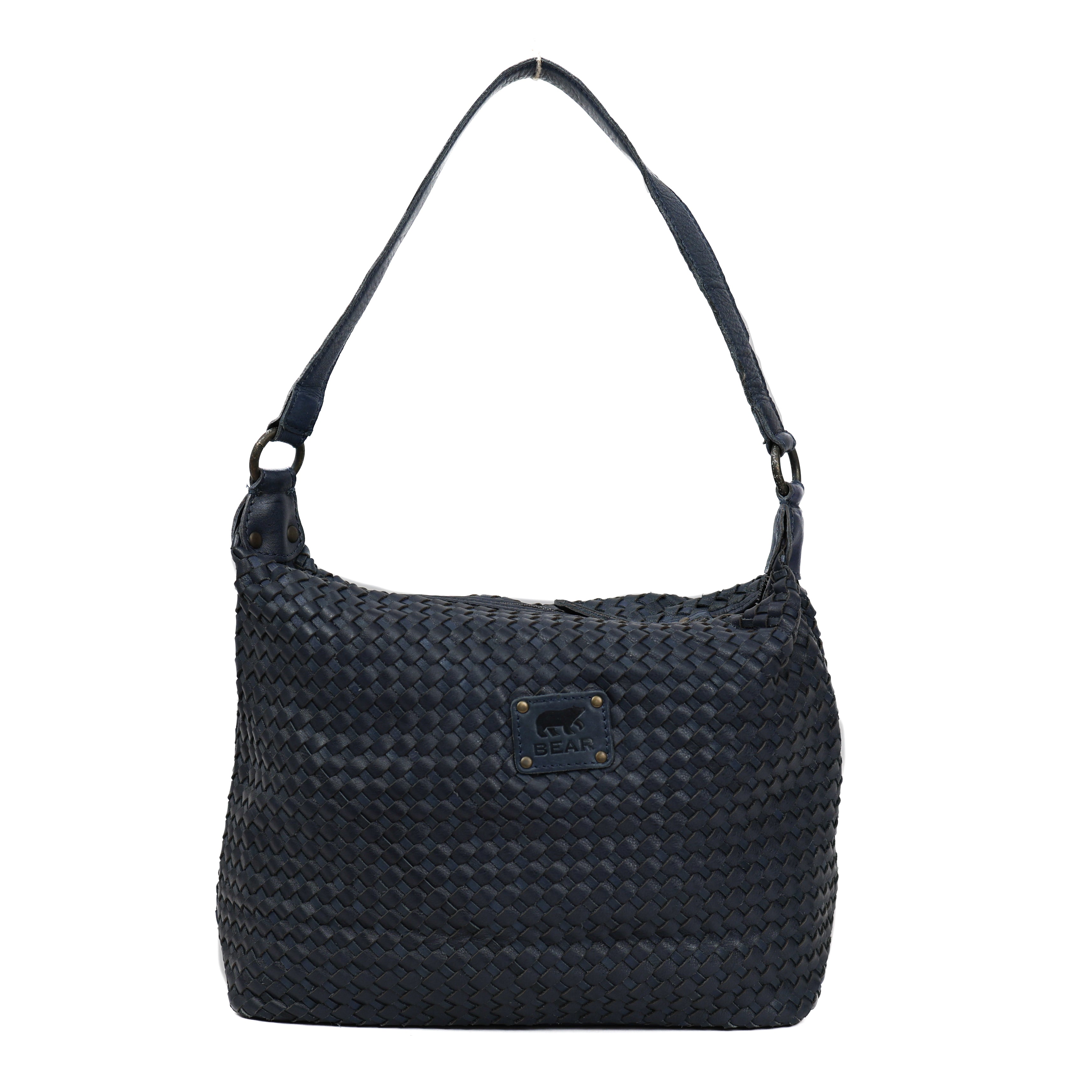 Gevlochten buideltas 'Marlène' navy