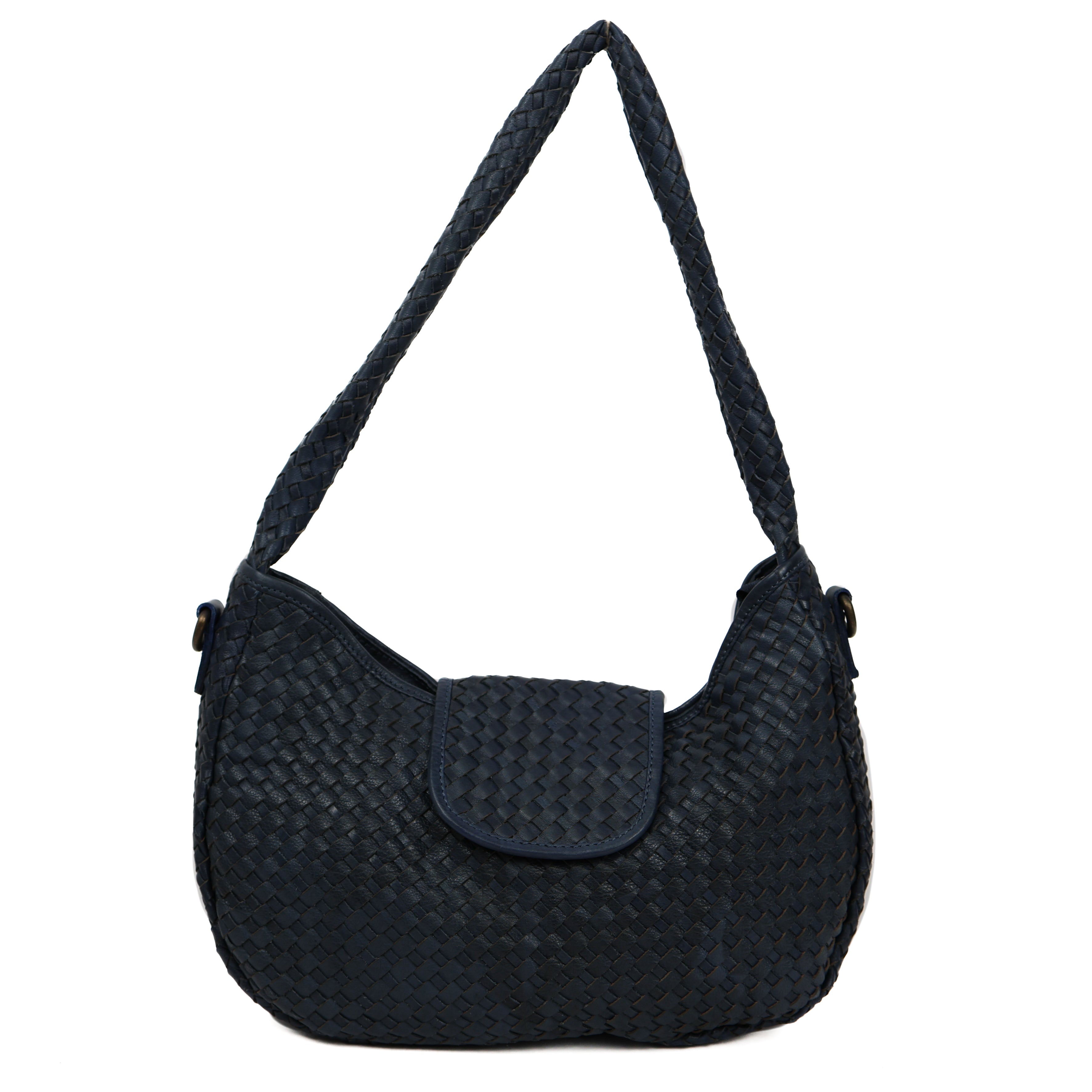 Gevlochten buideltasje 'Amelie' navy
