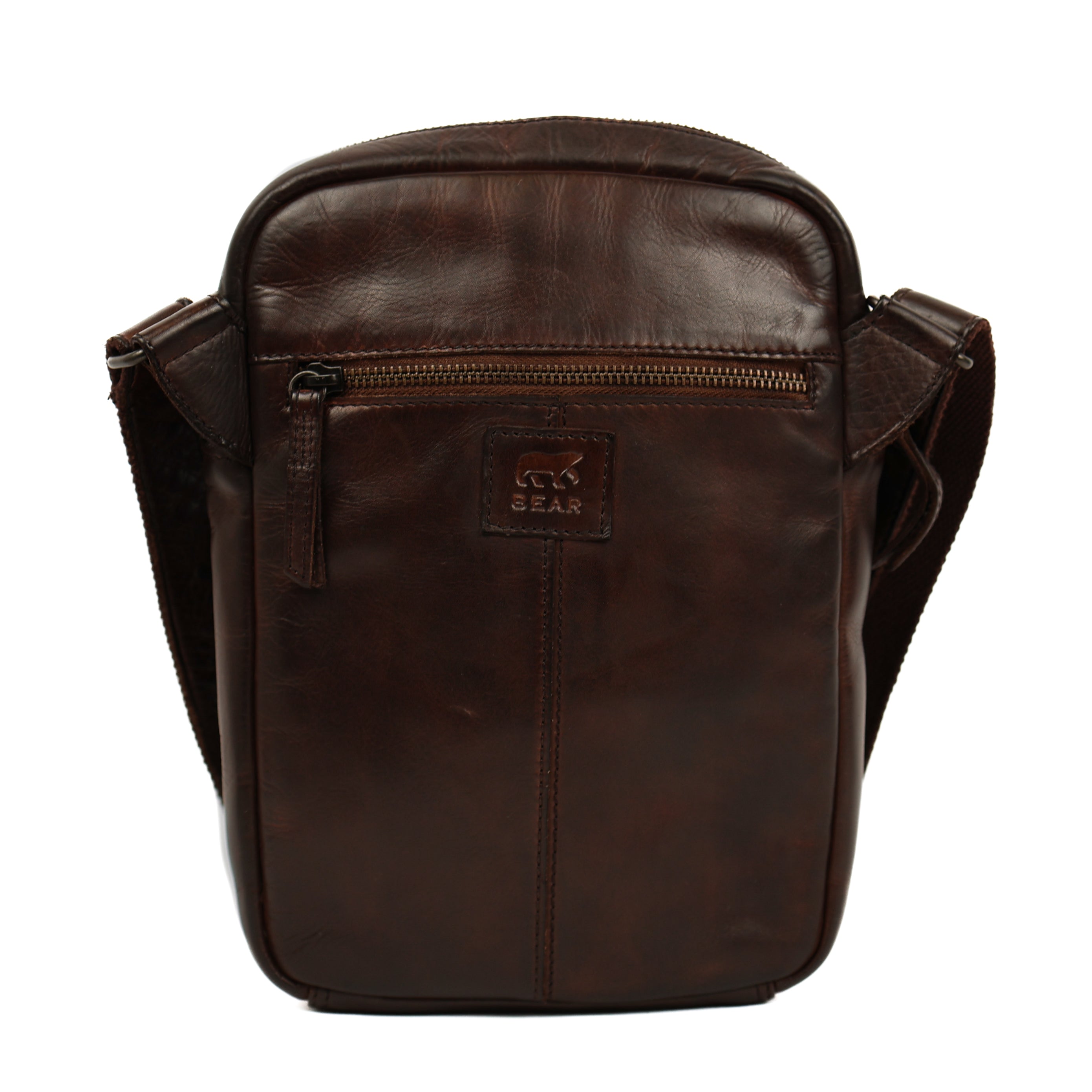 Schoudertasje met ritsen 'Jody' donkerbruin