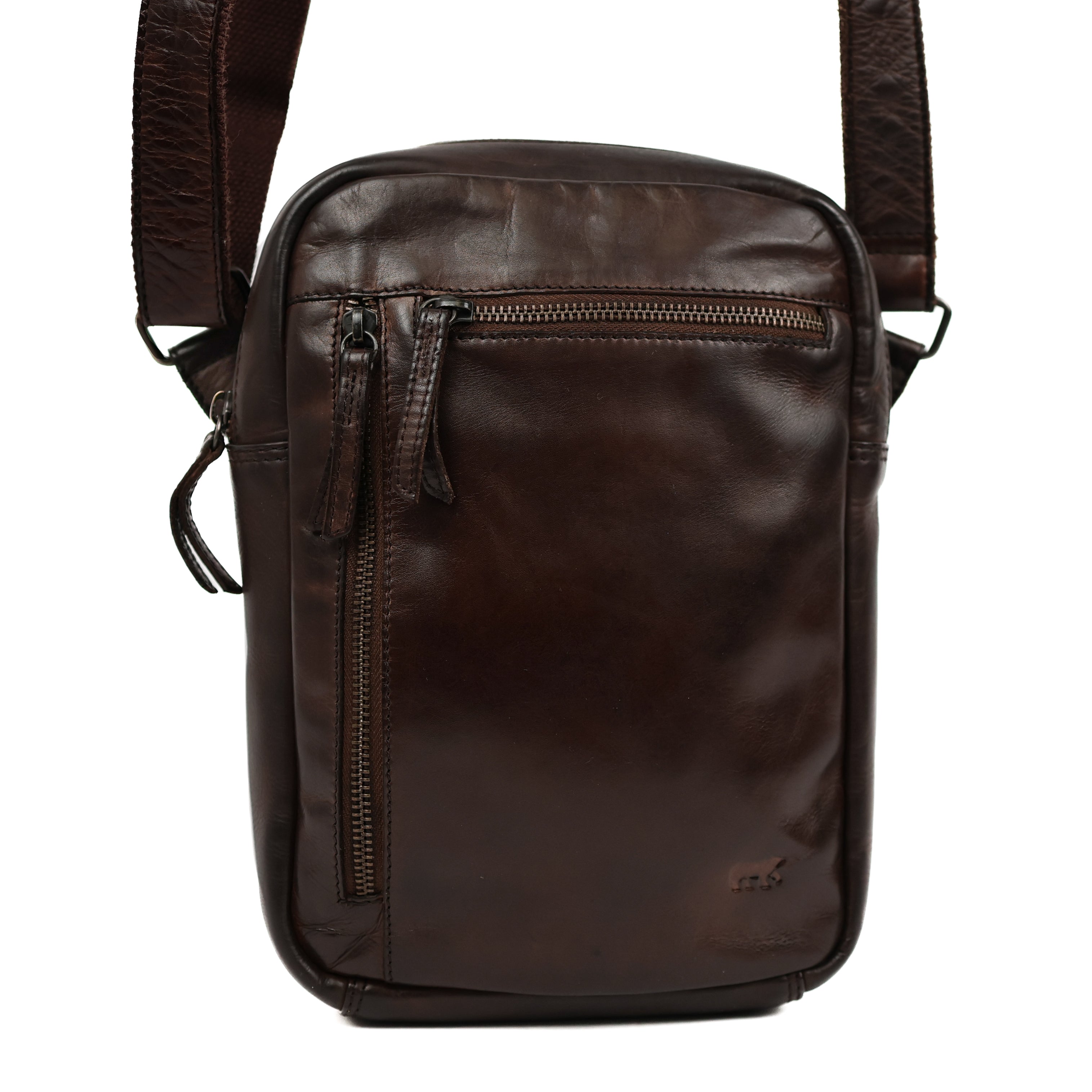 Schoudertasje met ritsen 'Jody' donkerbruin