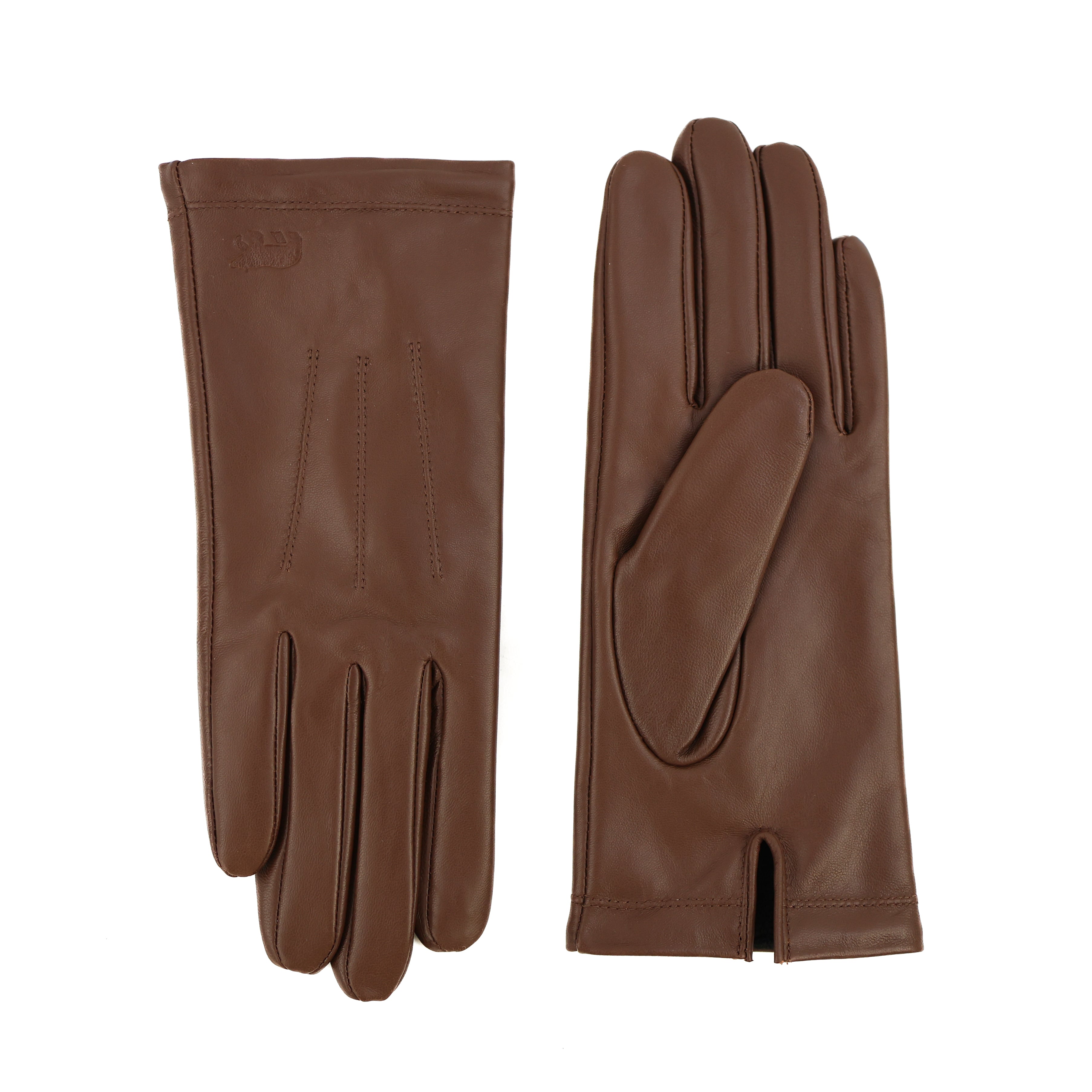 Leather women's gloves 'Claudia' cognac