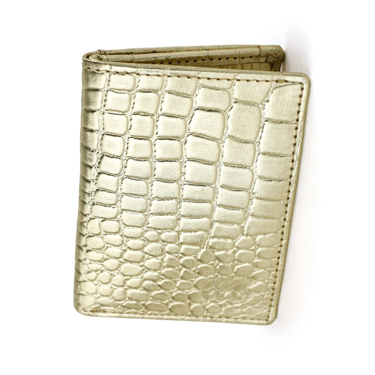 Card holder with banknote compartment 'Cas' croco champagne