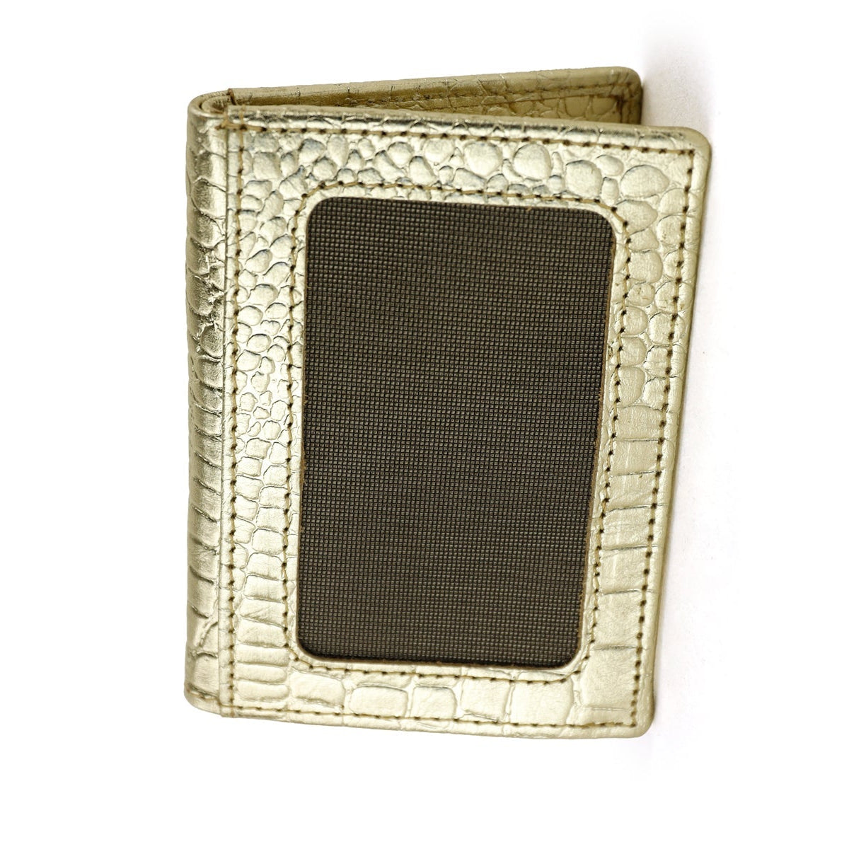 Card holder with banknote compartment 'Cas' croco champagne